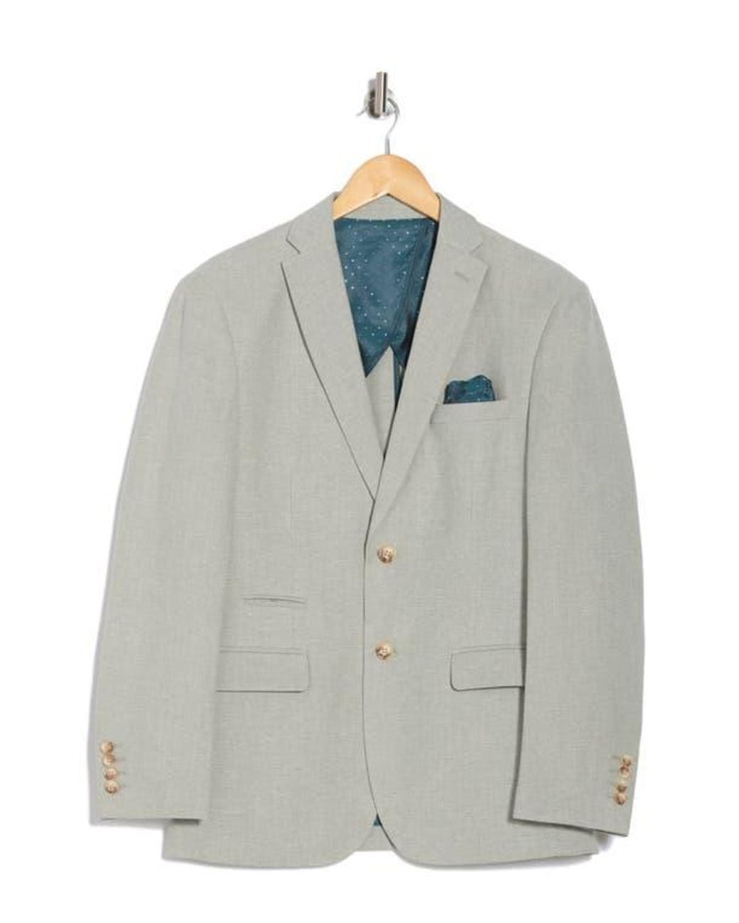 Gino Vitale Gray Slim Fit Solid Linen Blend Blazer for men