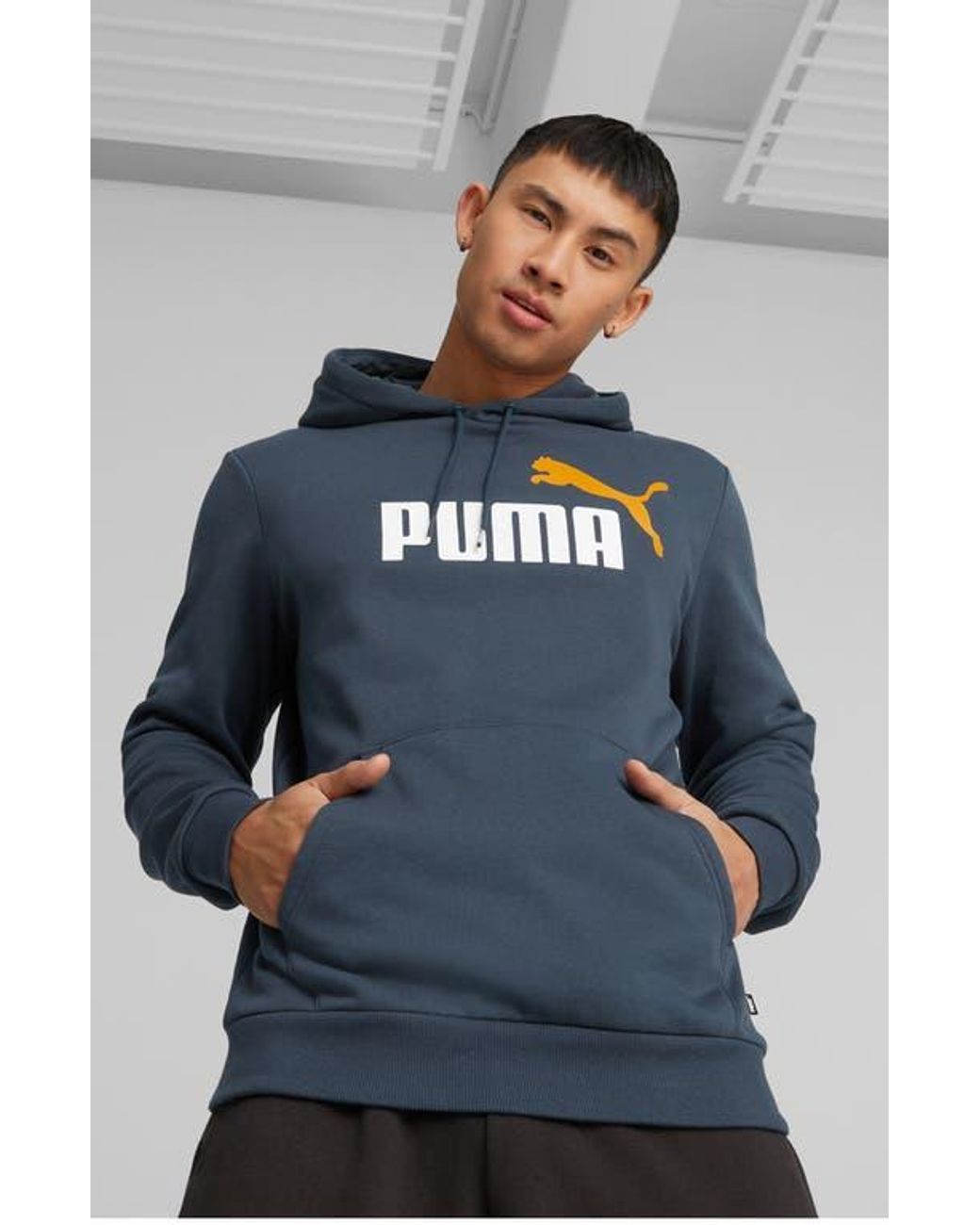 PUMA Blue Essentials Col Logo Hoodie for men