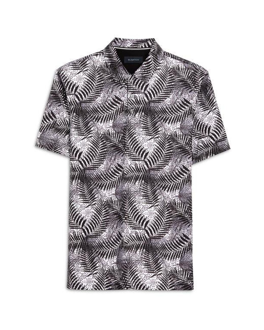 Bugatchi Gray Digital Print Cotton Polo for men