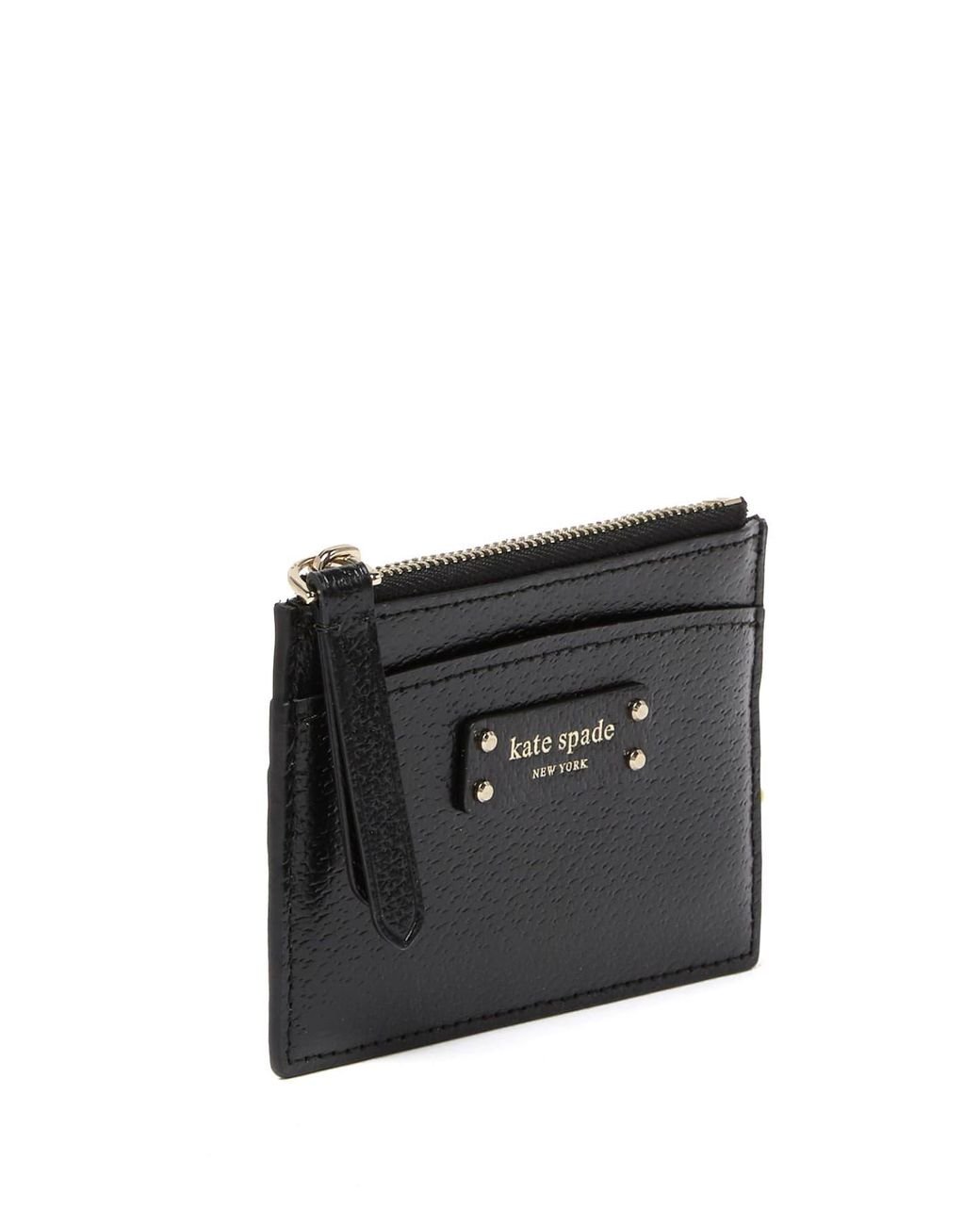 Kate Spade Jeanne Small Zip Leather Card Holder in Black | Lyst