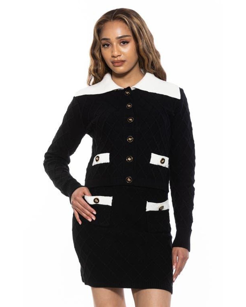 Alexia Admor Black Pattern Cardigan