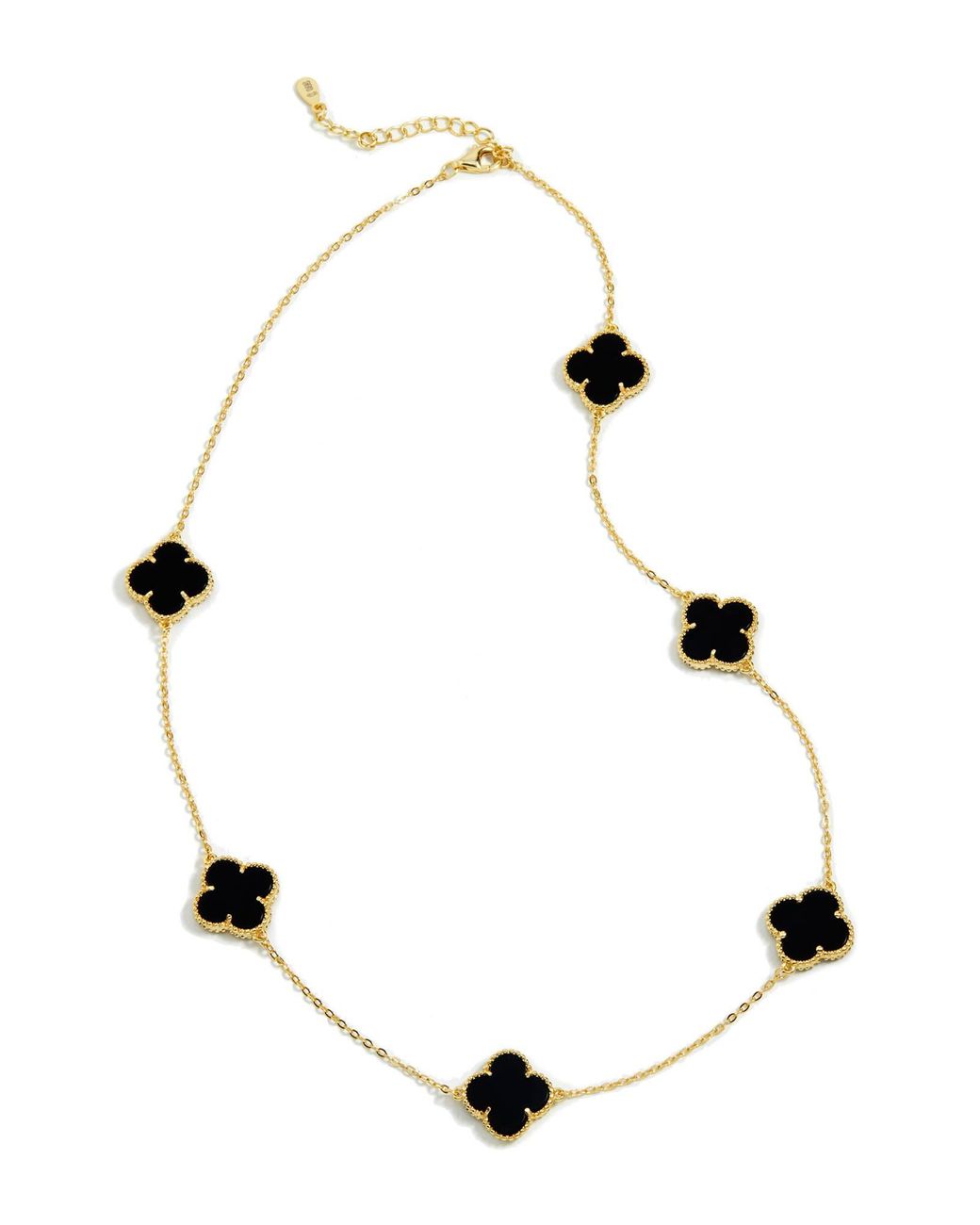 Savvy Cie Jewels 18k Gold Vermeil Onyx Quatrefoil Station Collar