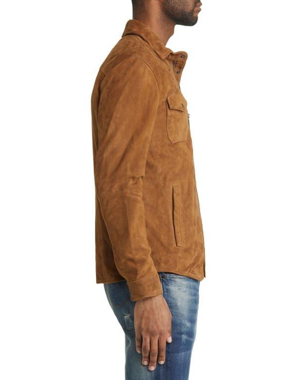 John Varvatos Shilo Suede Shirt Jacket in Brown for Men Lyst