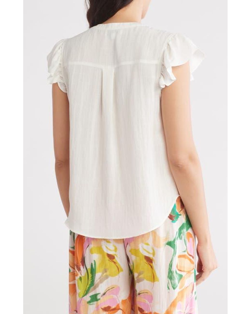 Gemma  Jane White Ruffled Button-Up Shirt