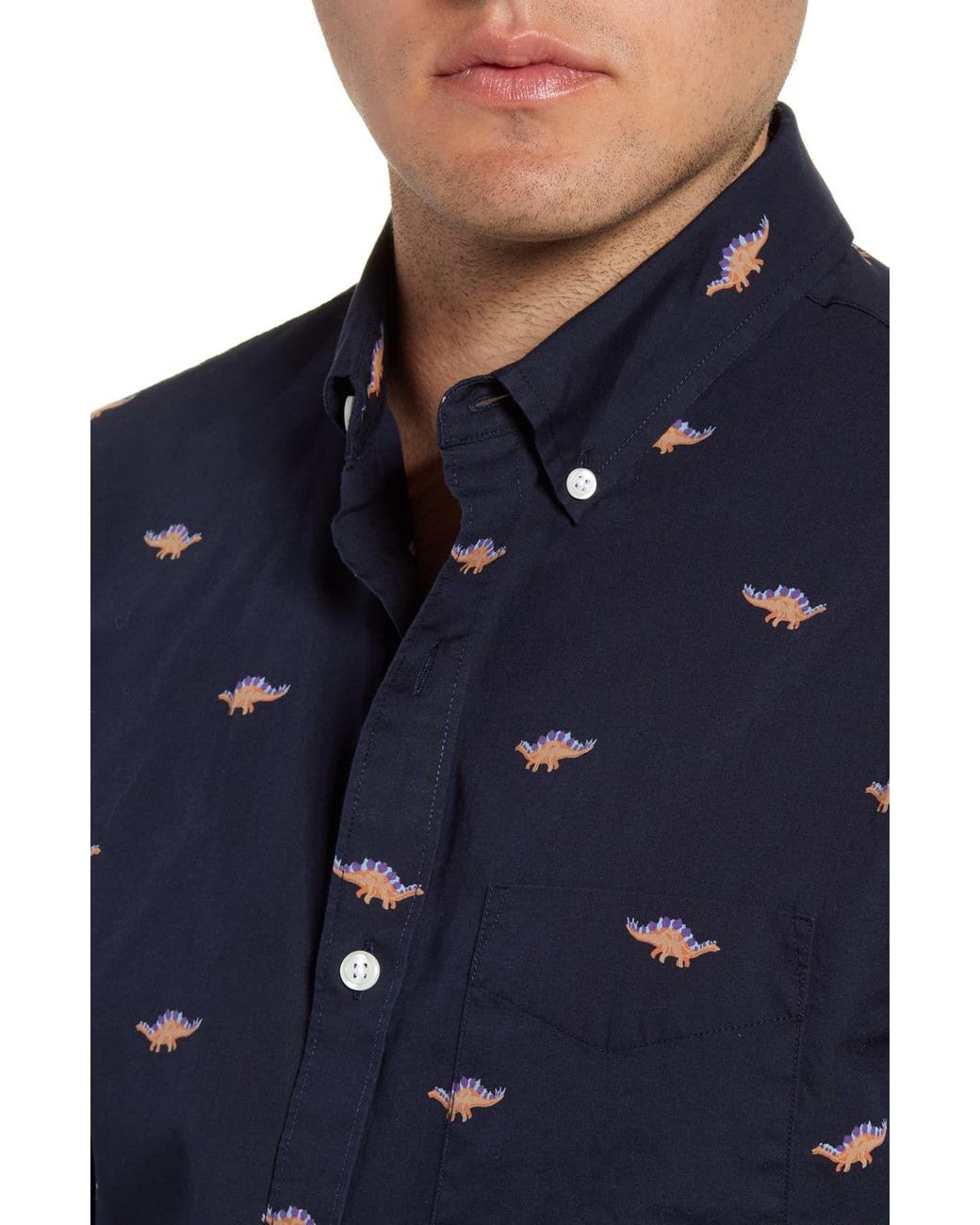 Bonobos Slim Fit Dinosaur Button-down Washed Cotton Shirt in Blue for Men |  Lyst