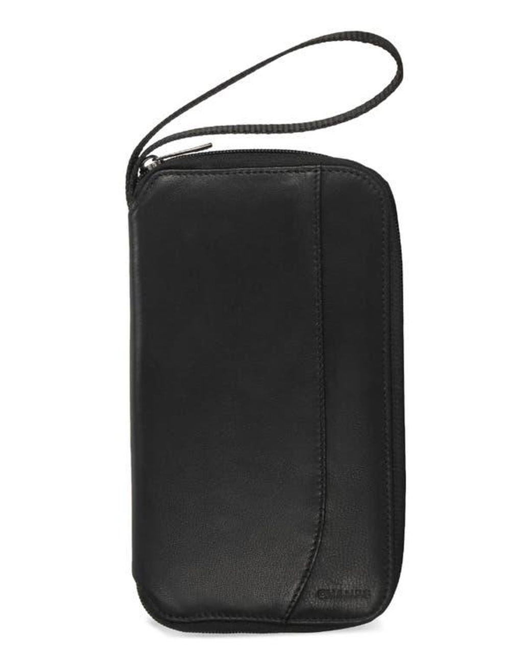 CHAMPS Black Leather Passport Case