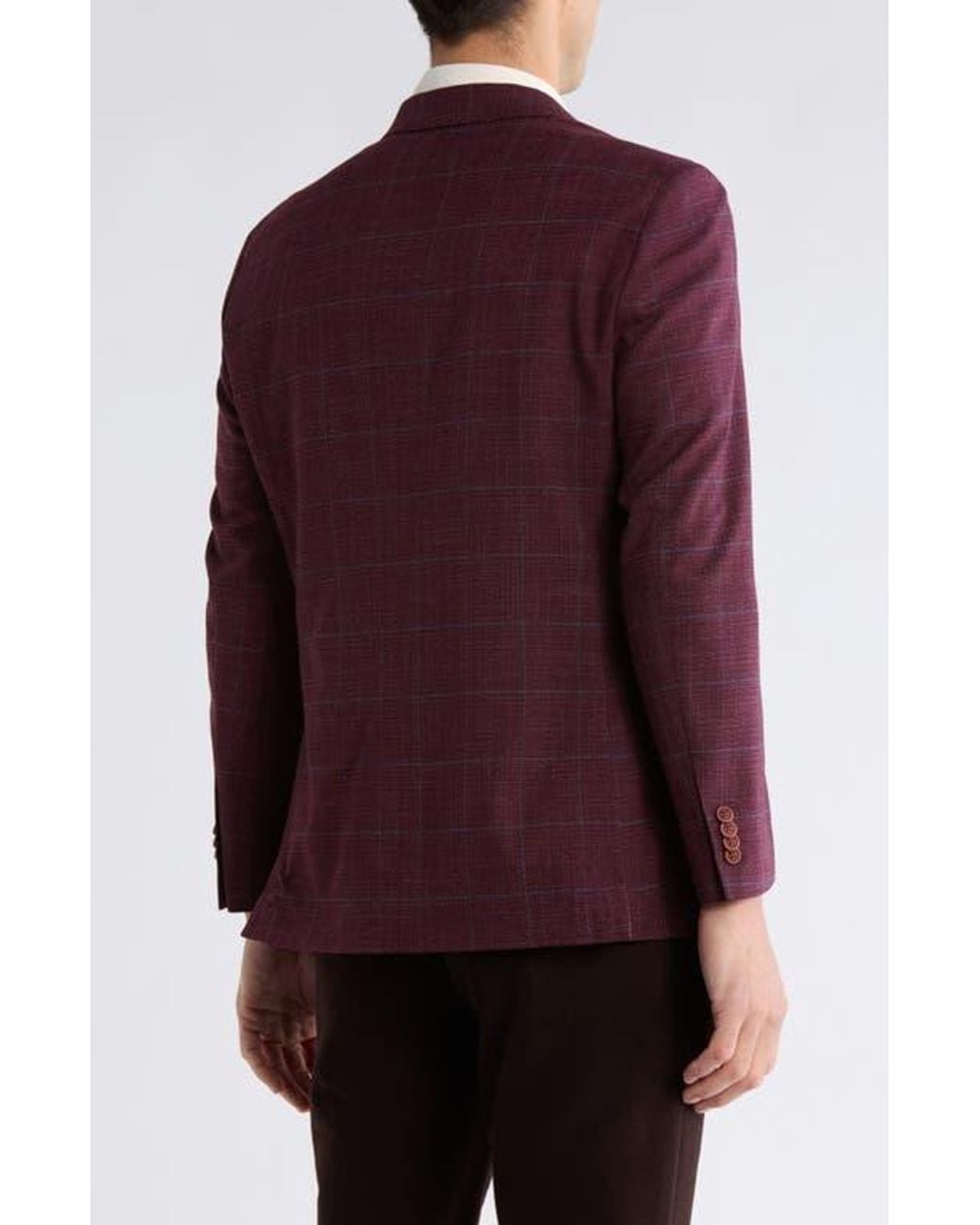 Nautica Purple Windowpane Notch Lapel Stretch Blazer for men