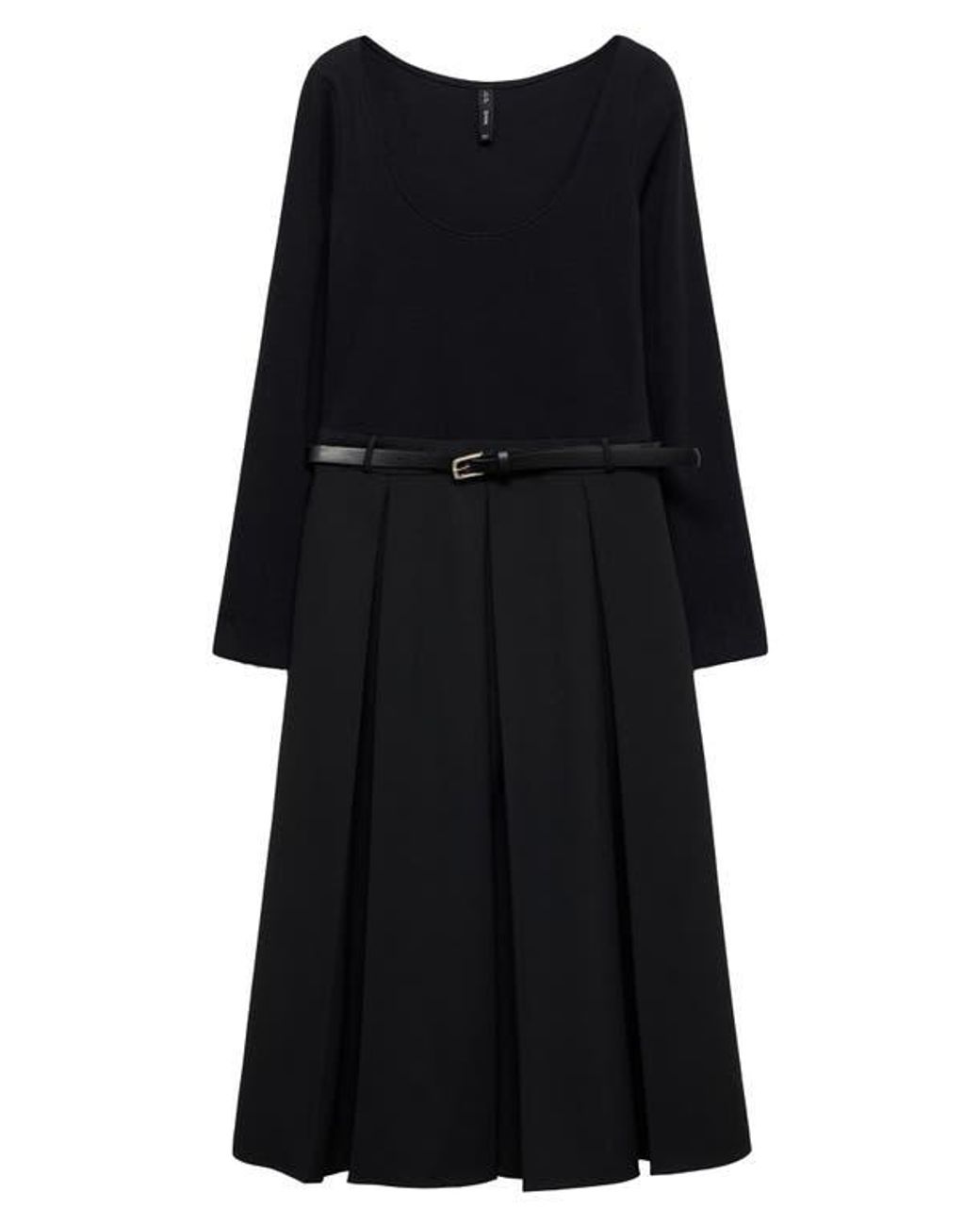 Mango Diana Long Sleeve Belted Mixed Media Dress in Black | Lyst Mango Diana Long Sleeve Belted Mixed Media Dress in Black | Lyst