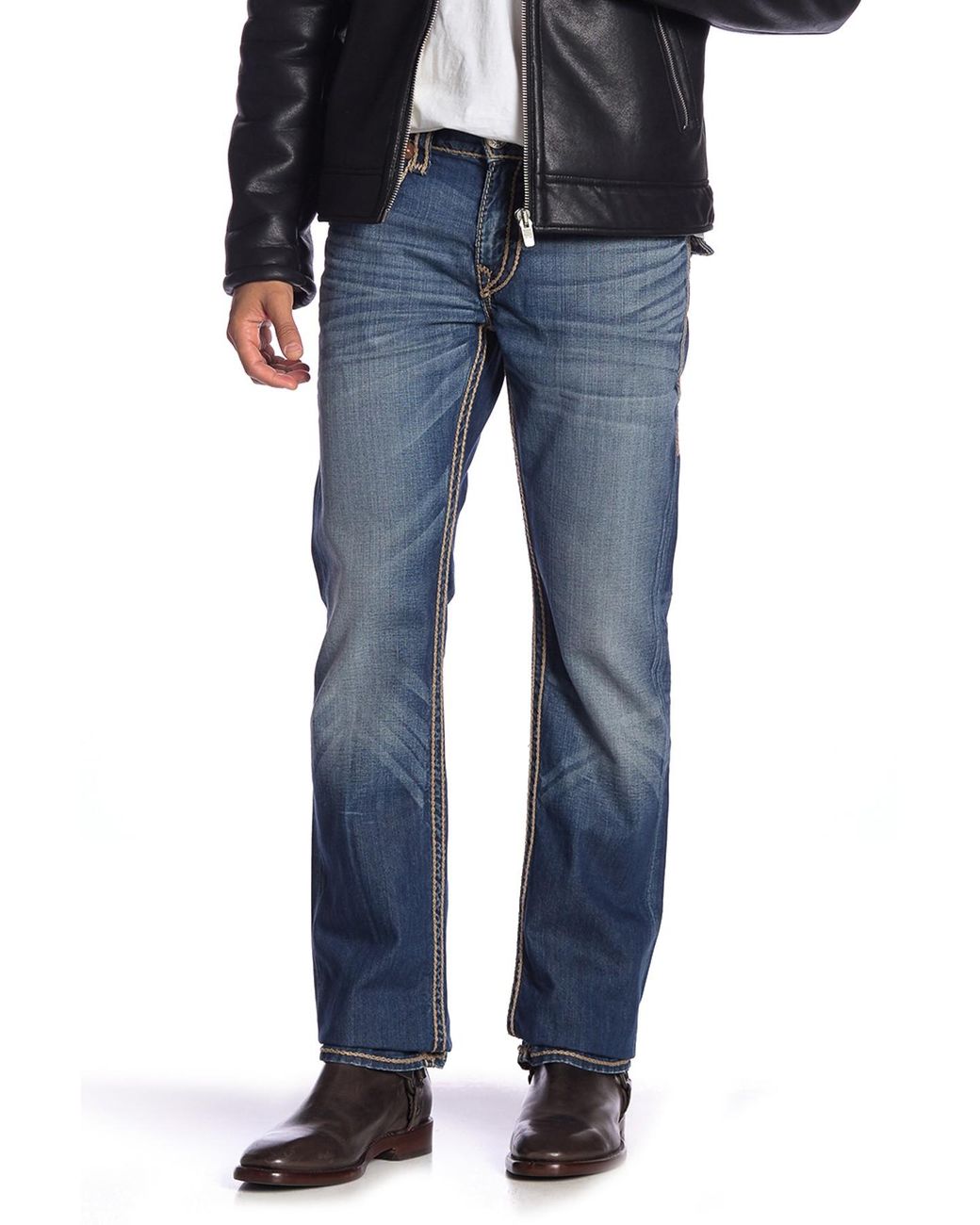 True Religion Straight Flap Rope Stitch Jeans in Blue for Men Lyst