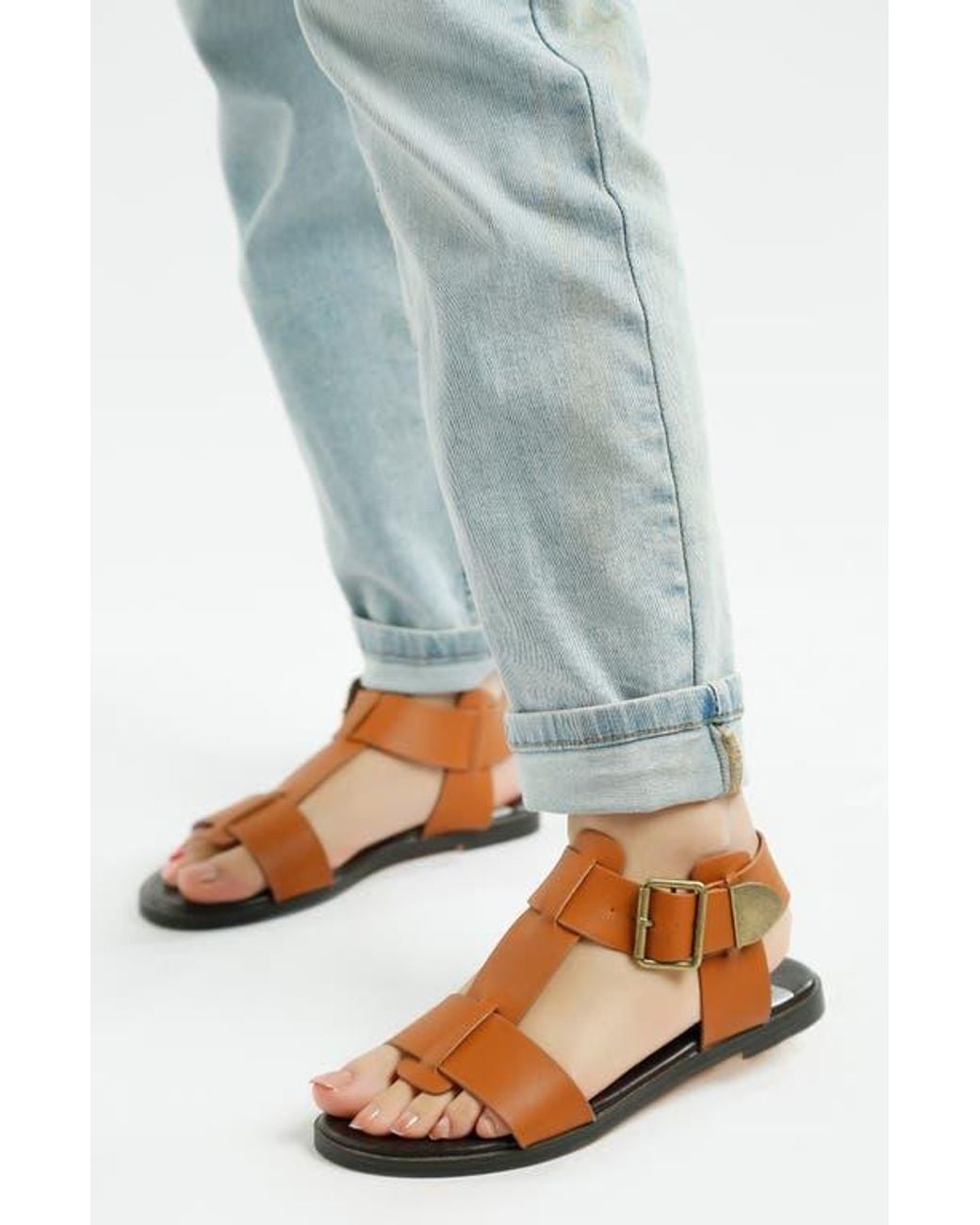 Rag & Co Brown Shayla Gladiator Flat Sandal