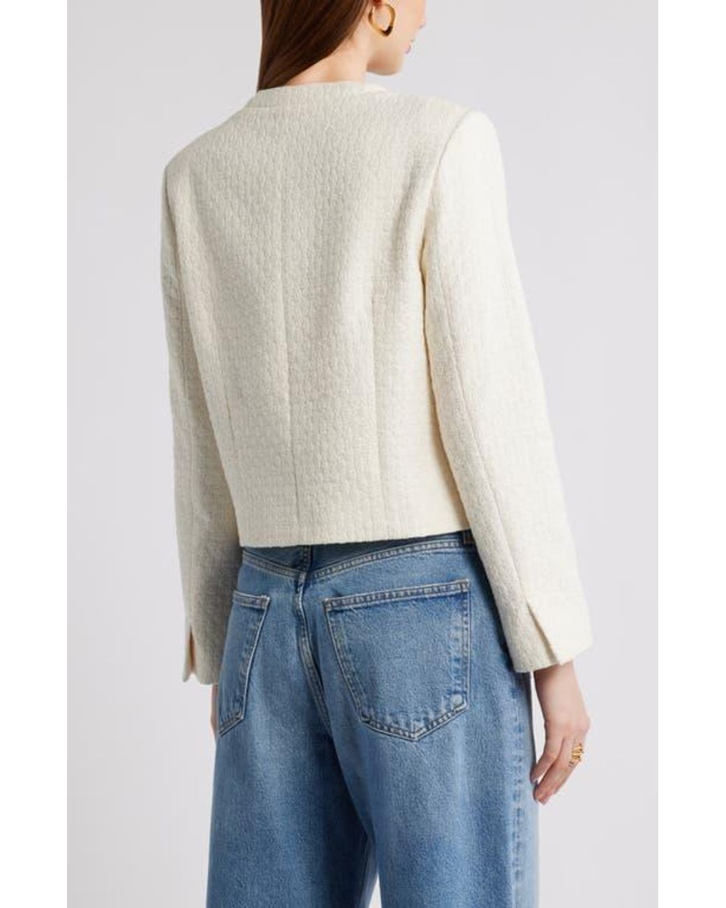 Nordstrom White Collarless Jacket