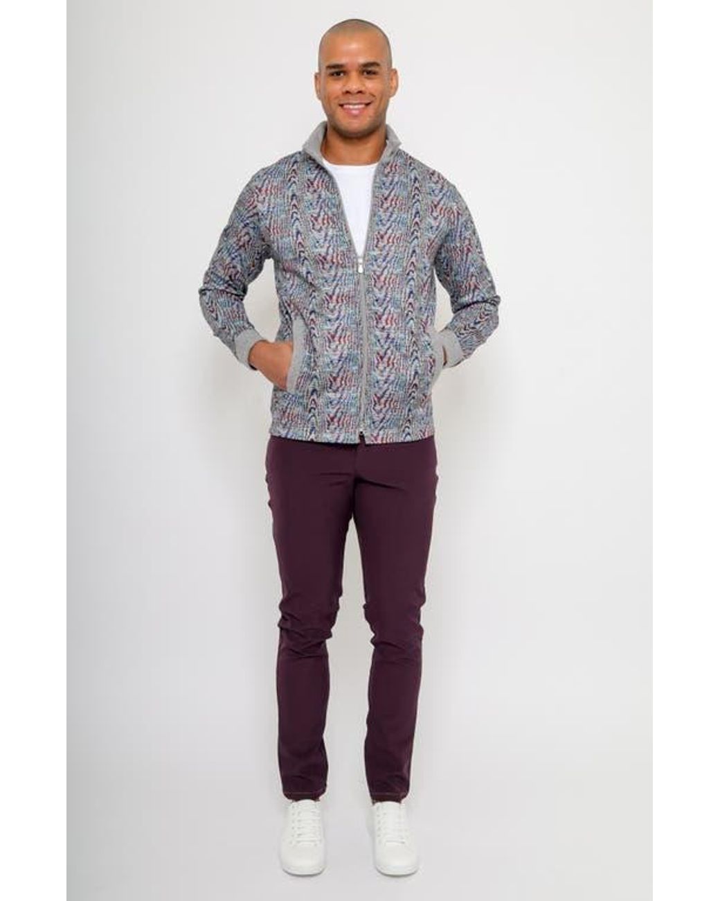 PINOPORTE Blue Handfill Bomber Jacket for men