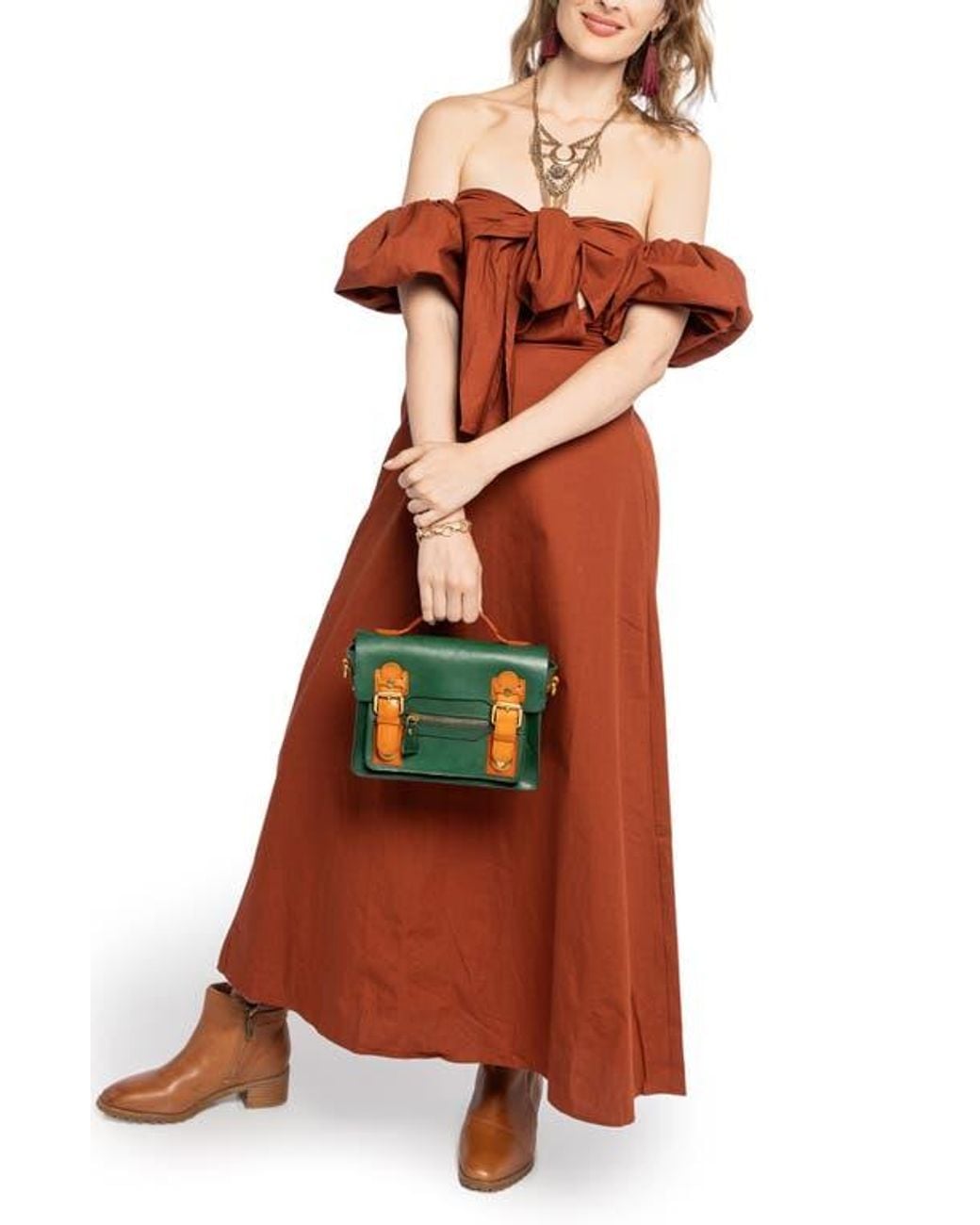 Old Trend Green Aster Mini Leather Satchel