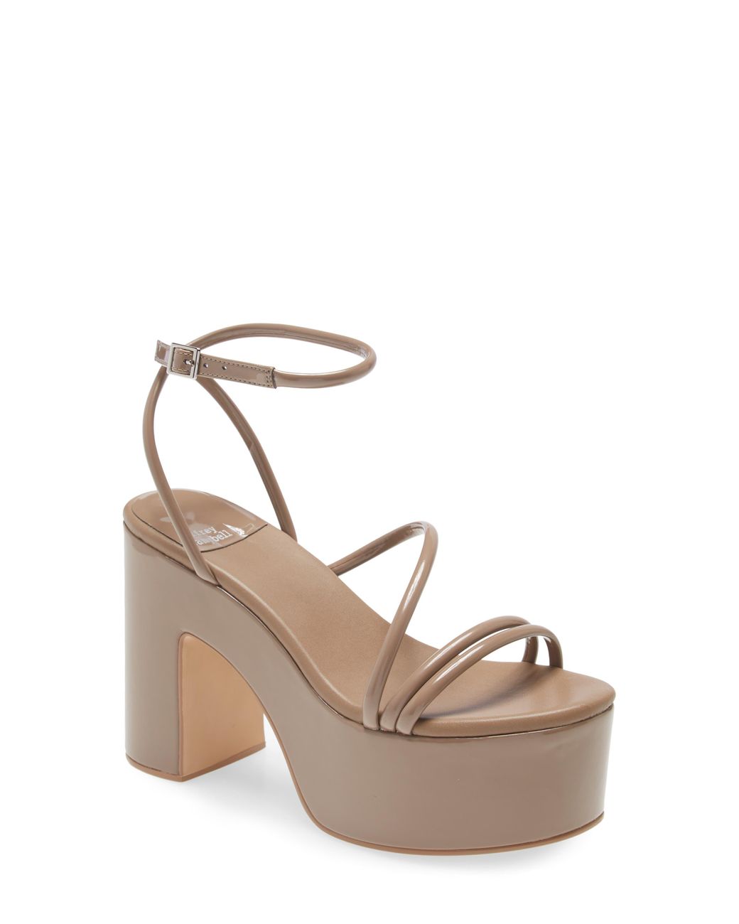 Jeffrey Campbell Mamba Platform Ankle Strap Sandal In Taupe Patent At  Nordstrom Rack | Lyst