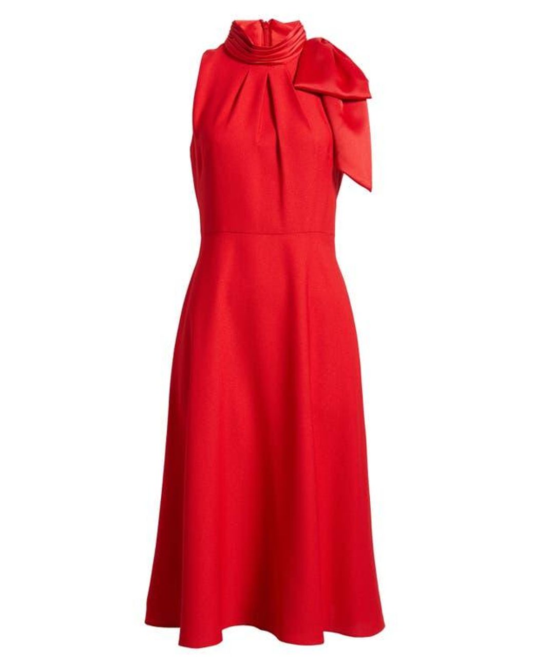 Eliza J Bow Mock Neck Fit & Flare Midi Dress in Red | Lyst Eliza J Bow Mock Neck Fit & Flare Midi Dress in Red | Lyst