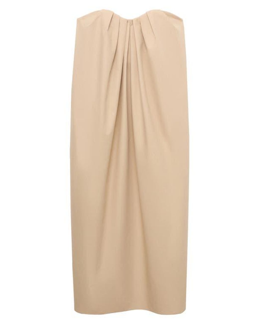 Mango Strapless Pleat Front Dress in Natural | Lyst