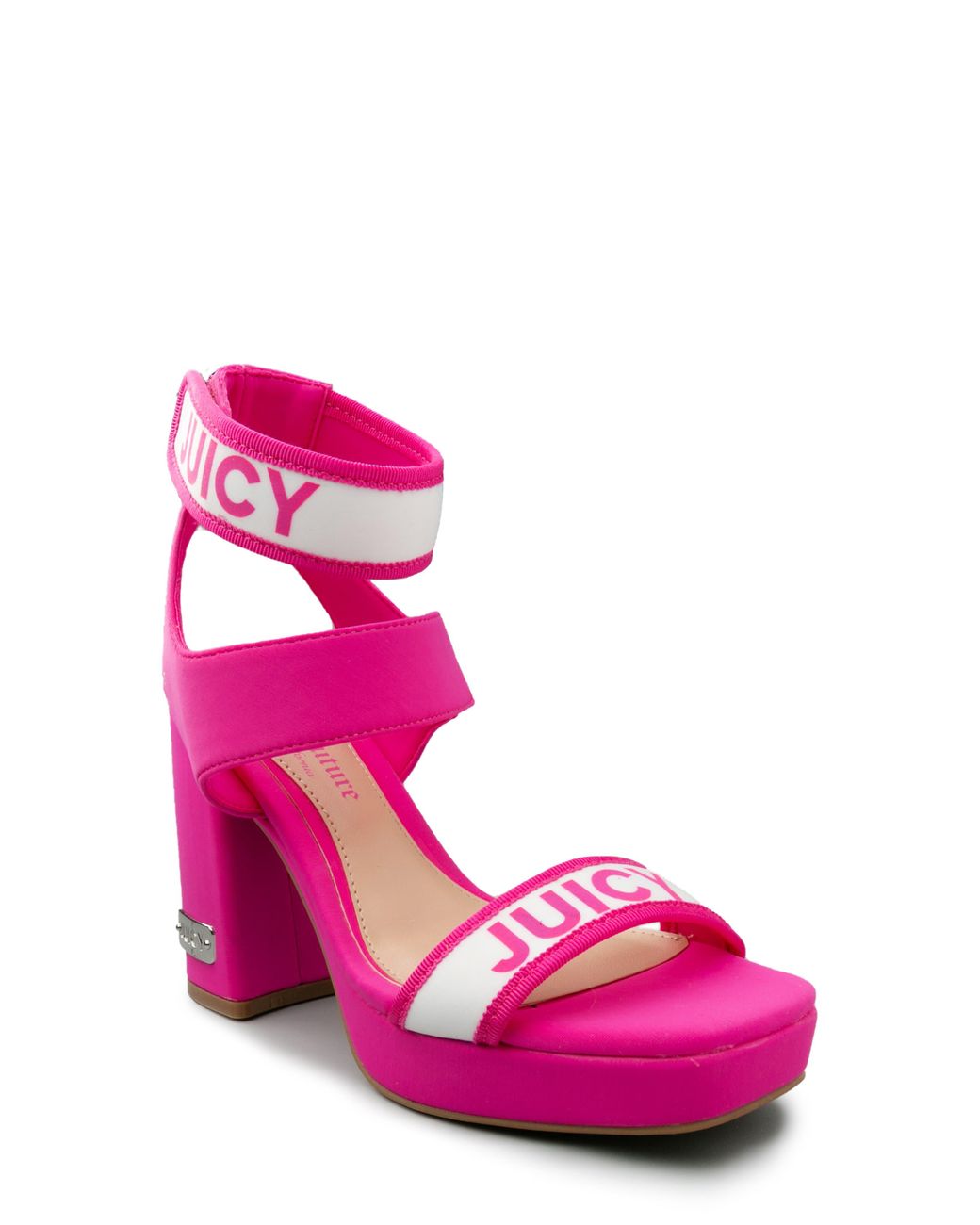 Juicy Couture Glisten Heeled Sandal In P-fuschia/wht Neopre At Nordstrom  Rack in Pink | Lyst