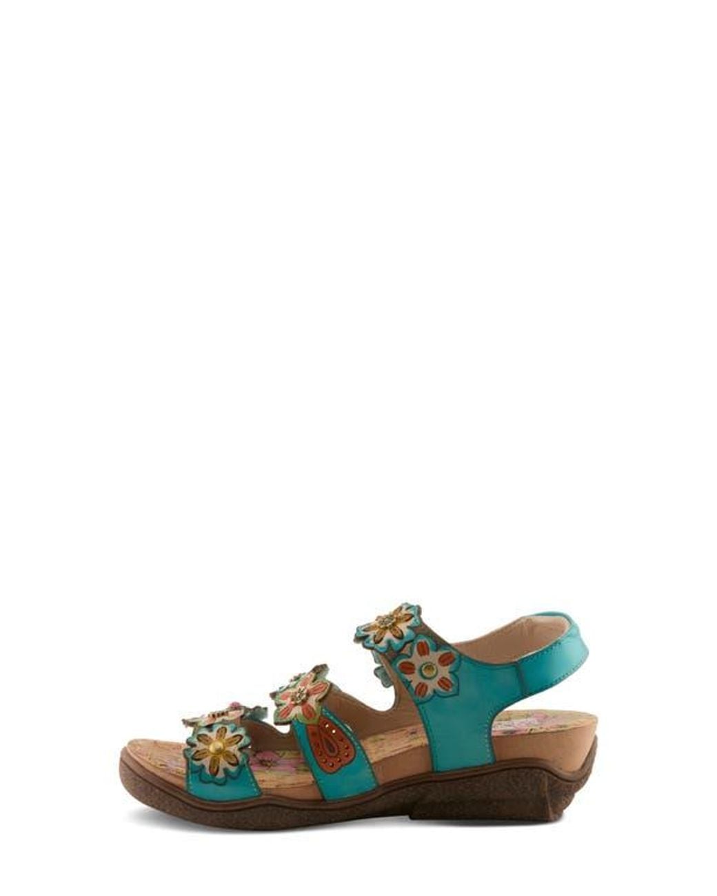 Spring Step Blue Bethie Ankle Strap Wedge Sandal