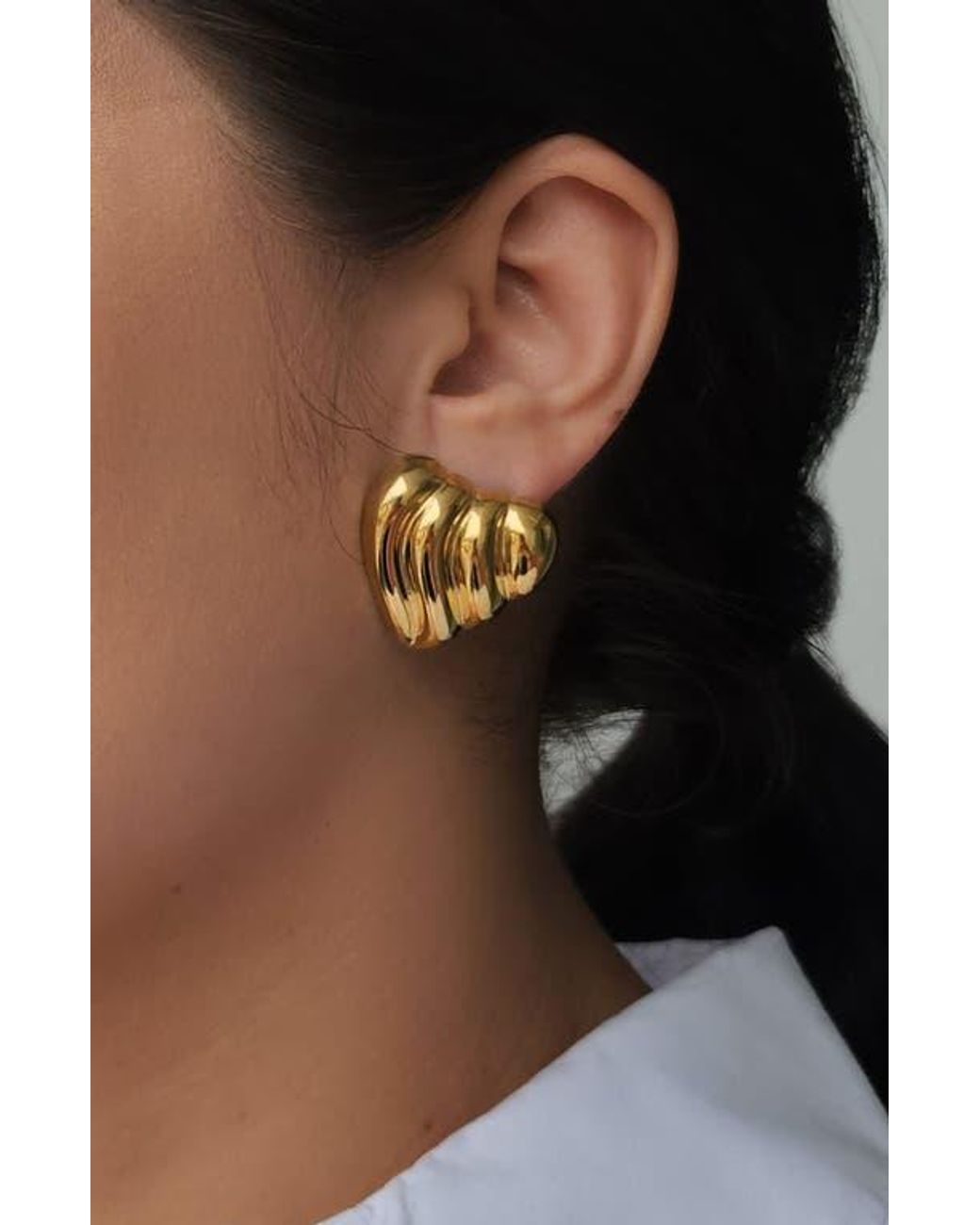 Adornia White Statement Heart Stud Earrings
