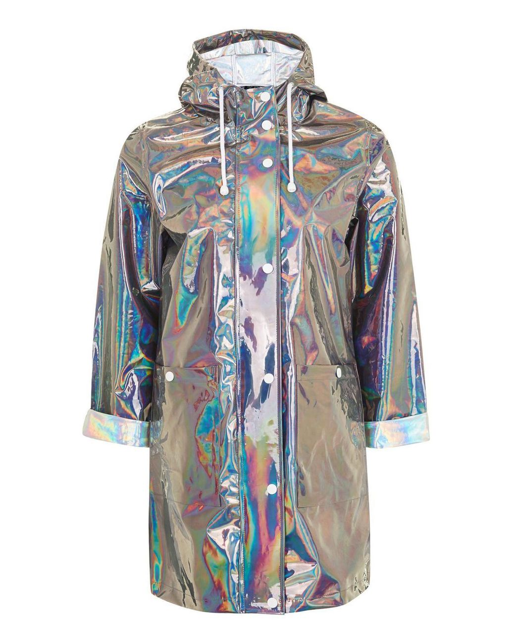 TOPSHOP Iridescent Rain Jacket in 