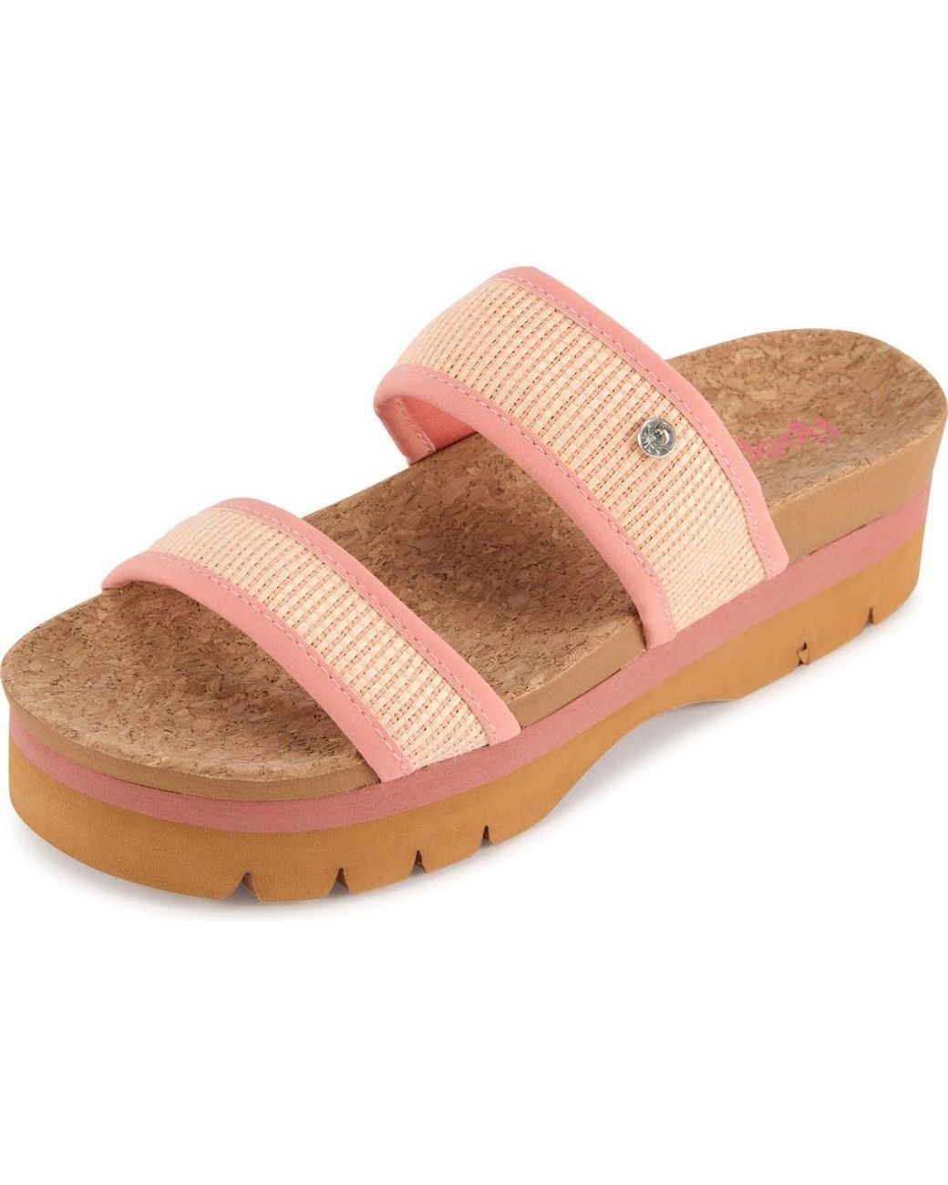 FLOOPI Pink Knit Platform Slide Sandal