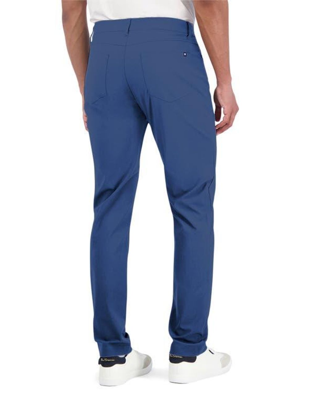 Ben Sherman Blue Solid 4-Way-Stretch Tech Golf Pants for men
