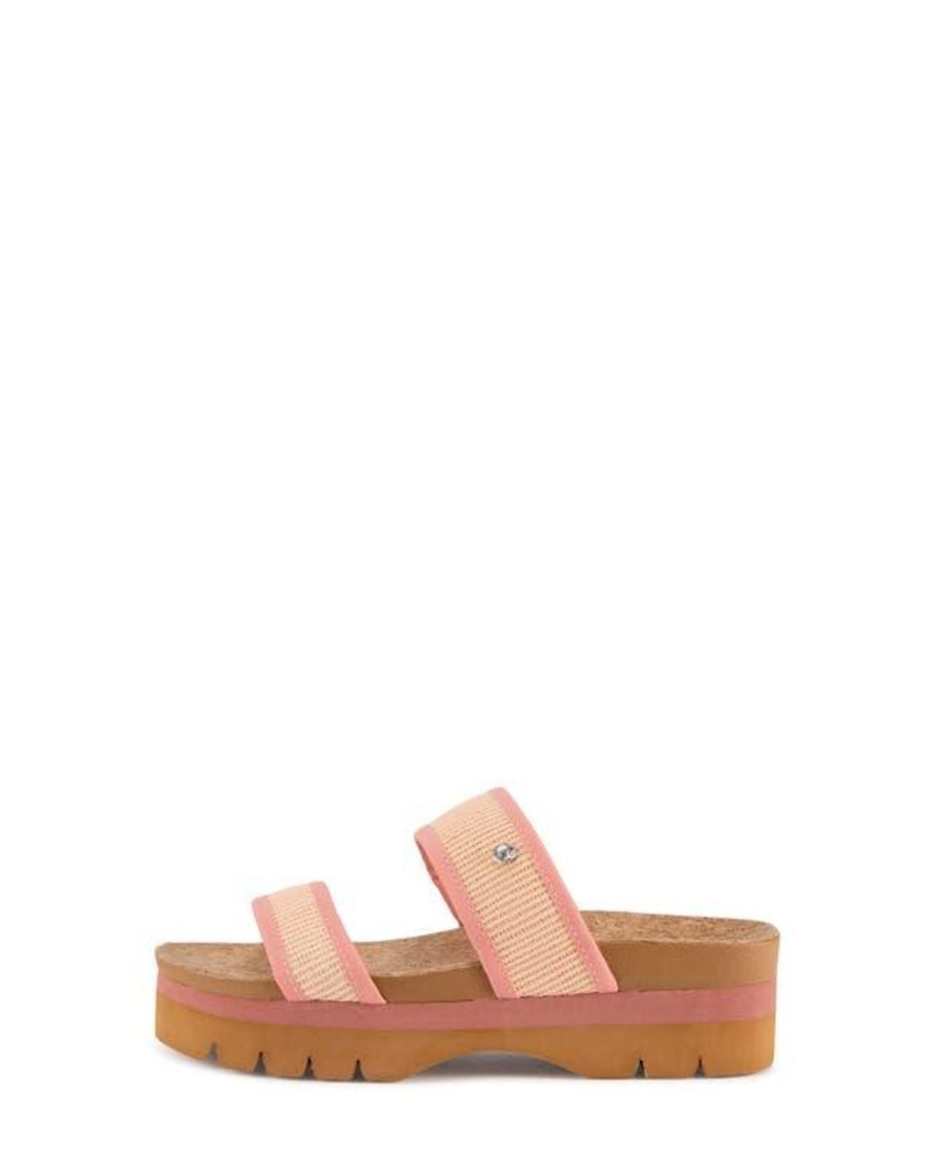 FLOOPI Pink Knit Platform Slide Sandal