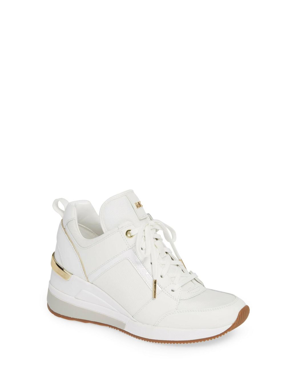 Michael Kors Georgie Canvas And Leather Sneaker in White | Lyst