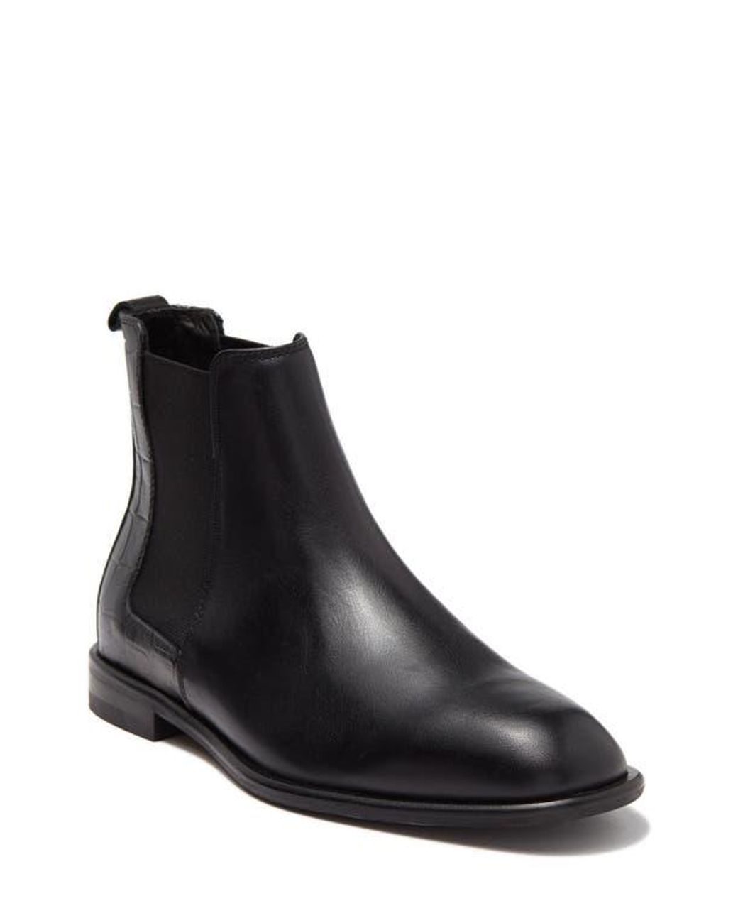 Donald J Runk Donald J Pliner Croc Embossed Leather Chelsea Boot in Black for Men | Lyst