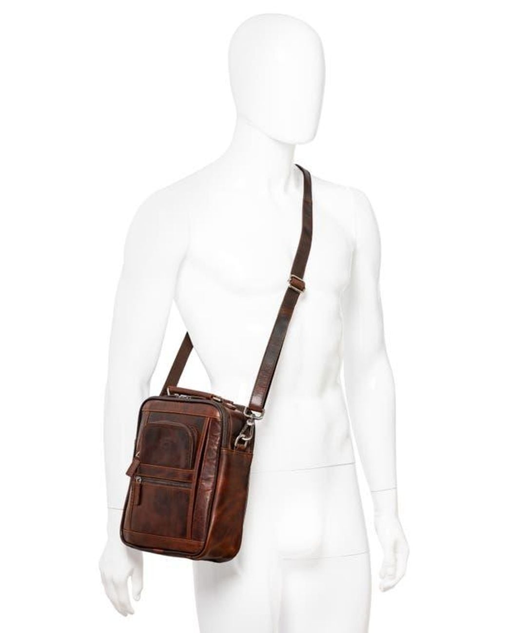 Mancini Brown Buffalo Double Compartment Bag for men