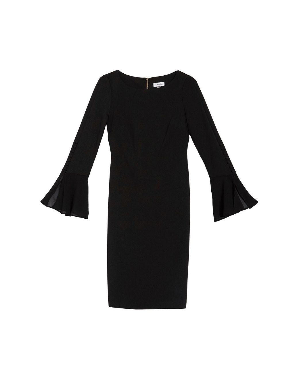 Calvin Klein Women's Black Petite Chiffon Bell-sleeve Dress Calvin Klein Women's Black Petite Chiffon Bell-sleeve Dress