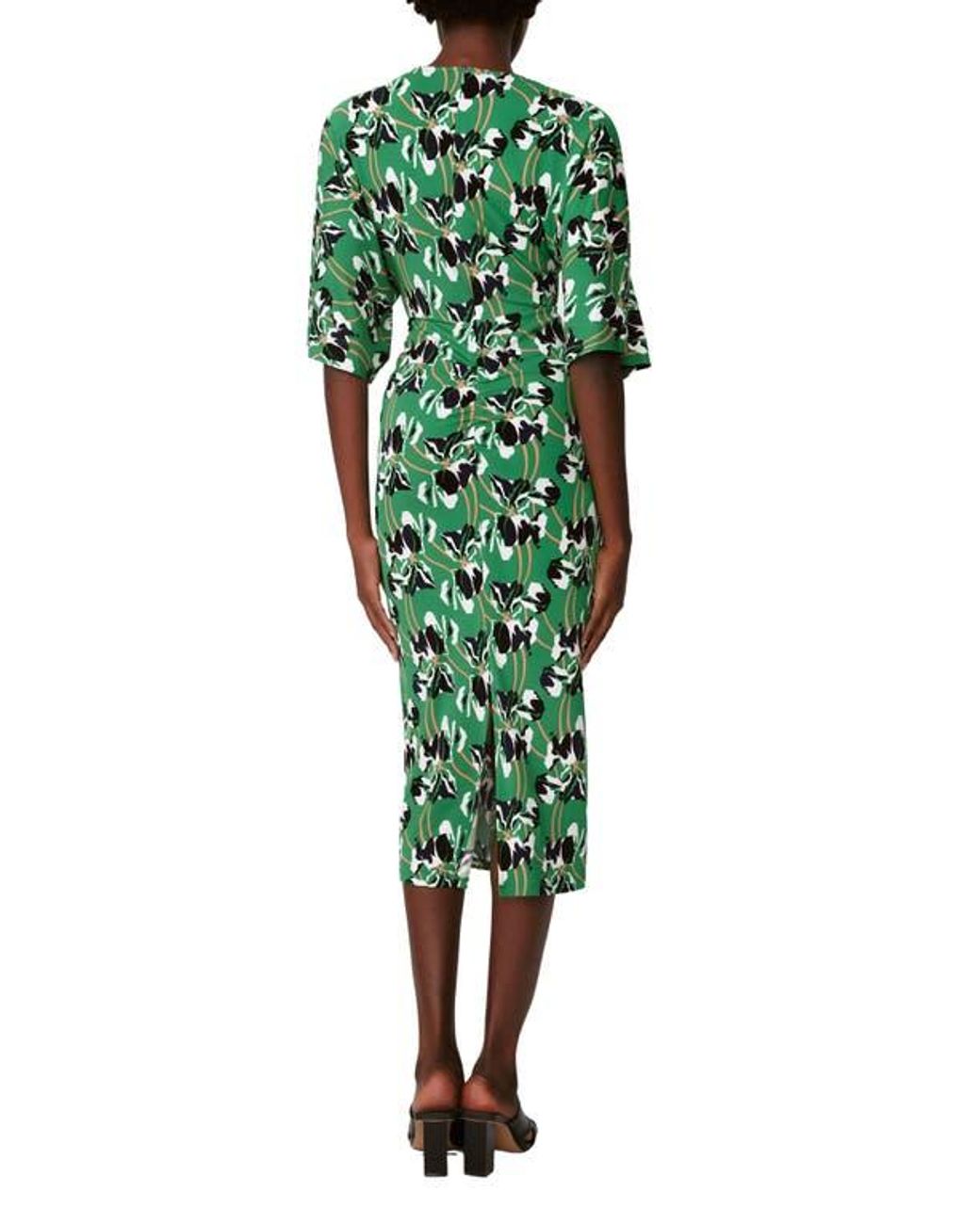 Diane von Furstenberg Green Valerie Floral Elbow Sleeve Dress