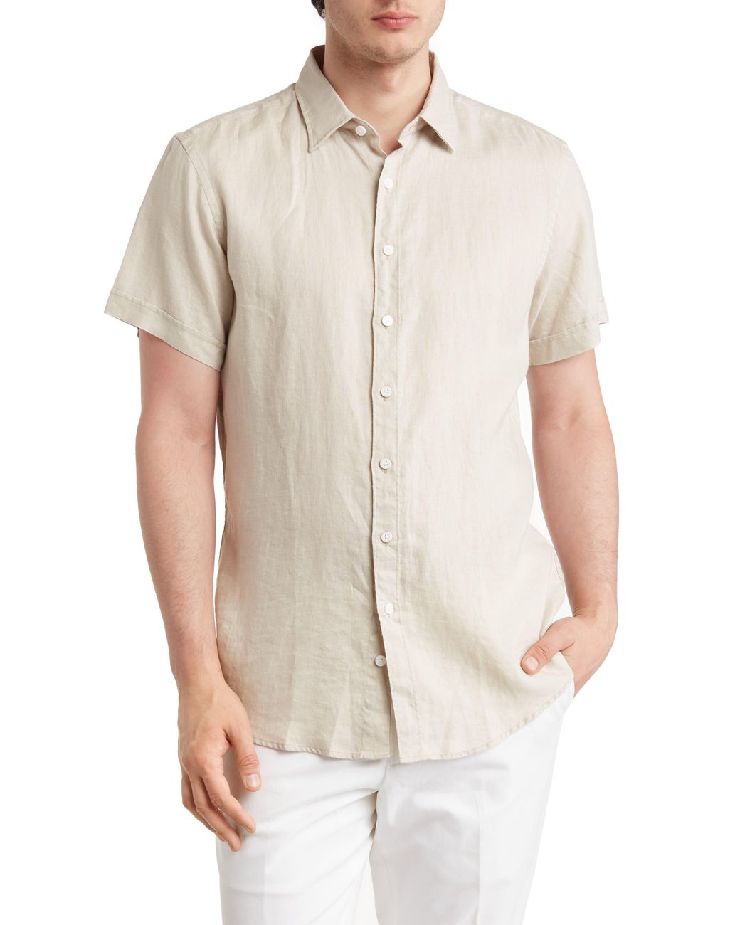 Rodd & Gunn Grey Lynn Linen Short Sleeve Buttonup Shirt in White for