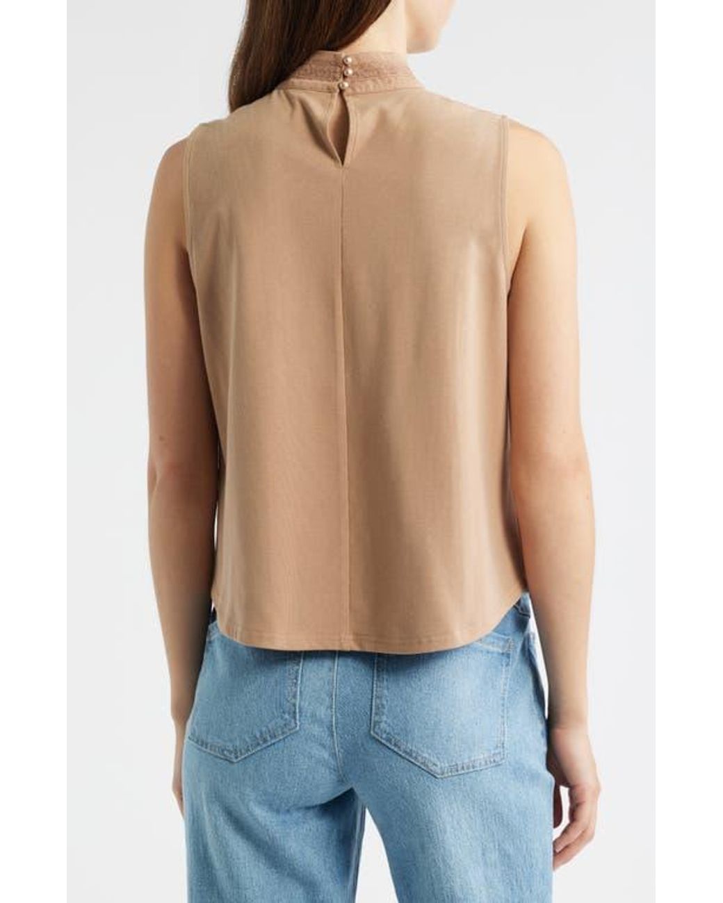 Wit & Wisdom Blue Sleeveless Mock Neck Shell