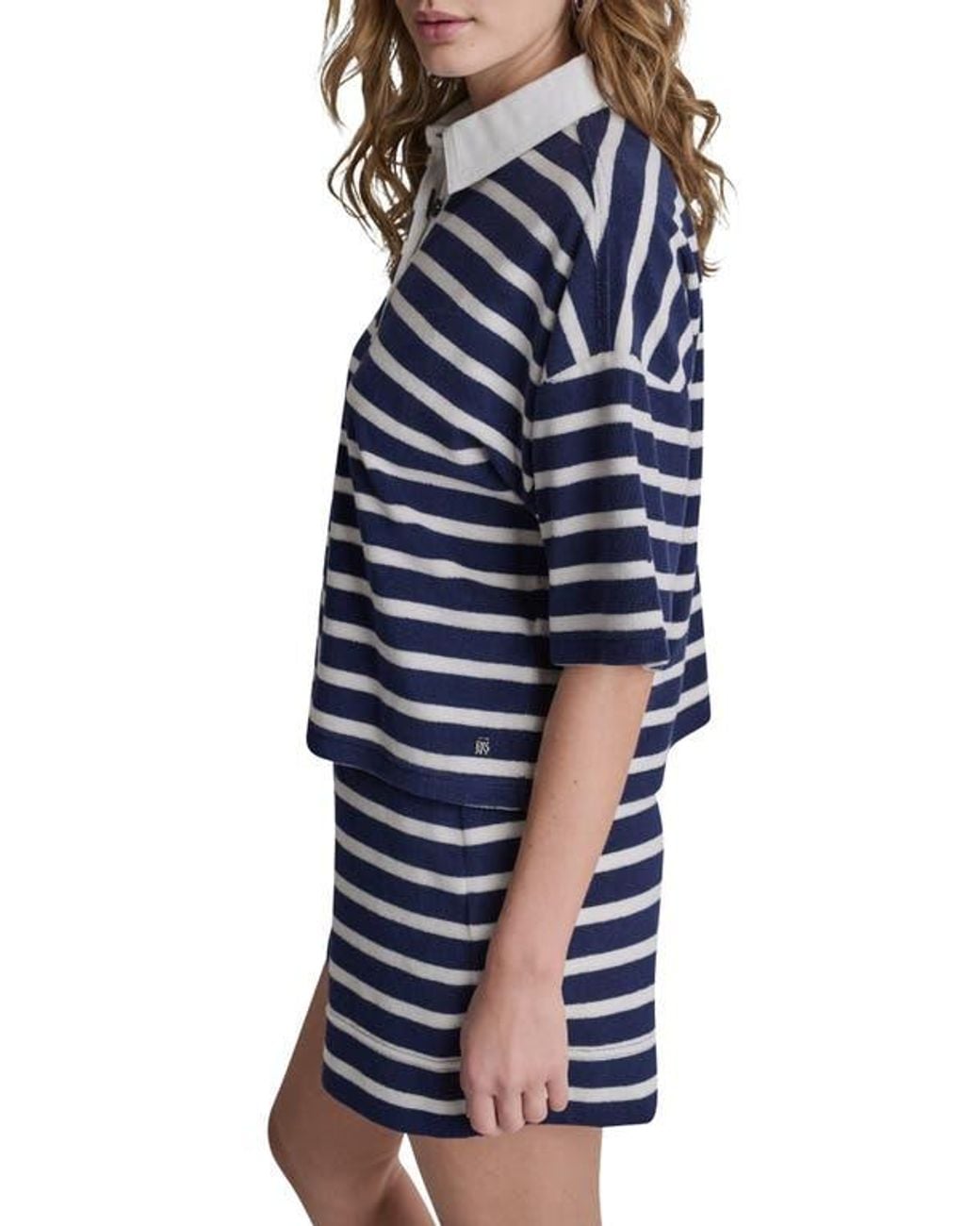 DKNY Blue Stripe Terry Polo