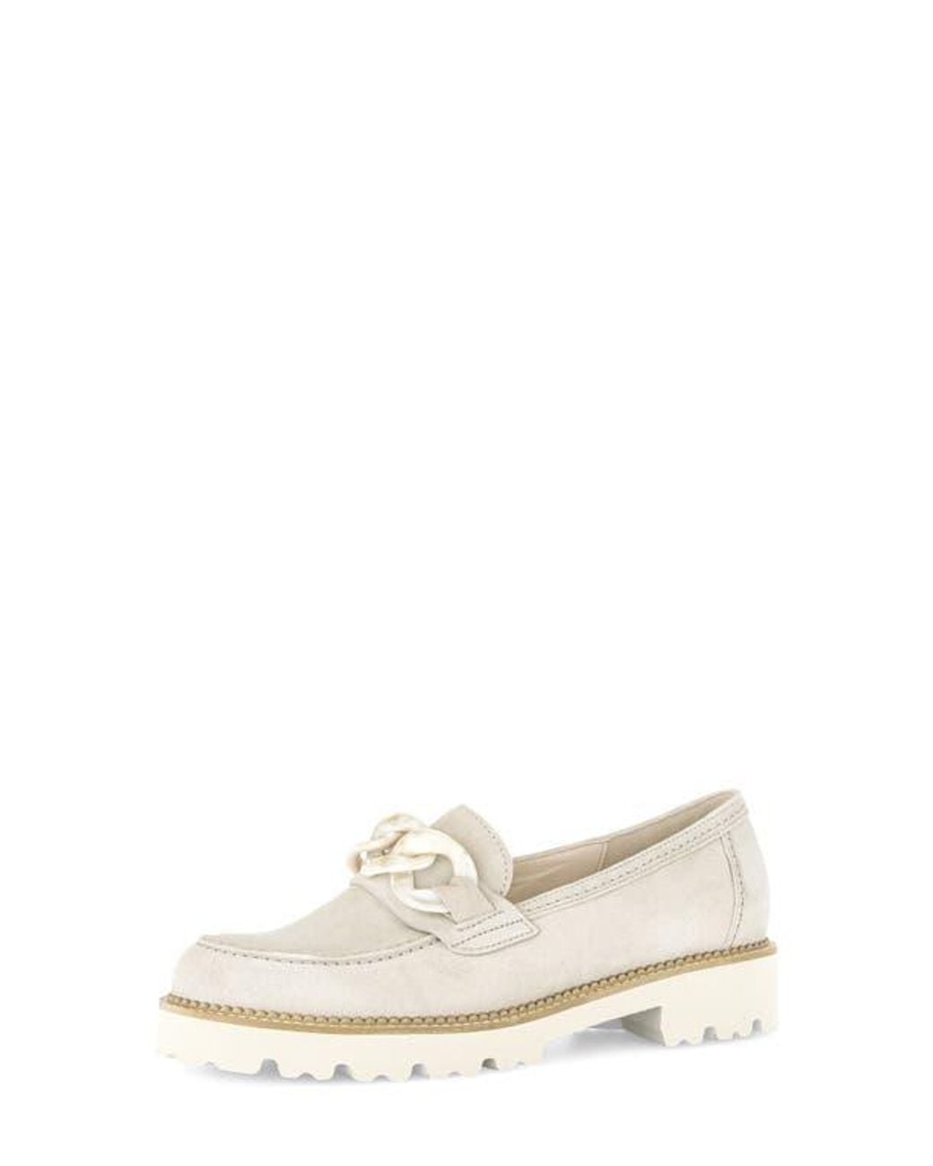 Gabor White Platform Chain Loafer