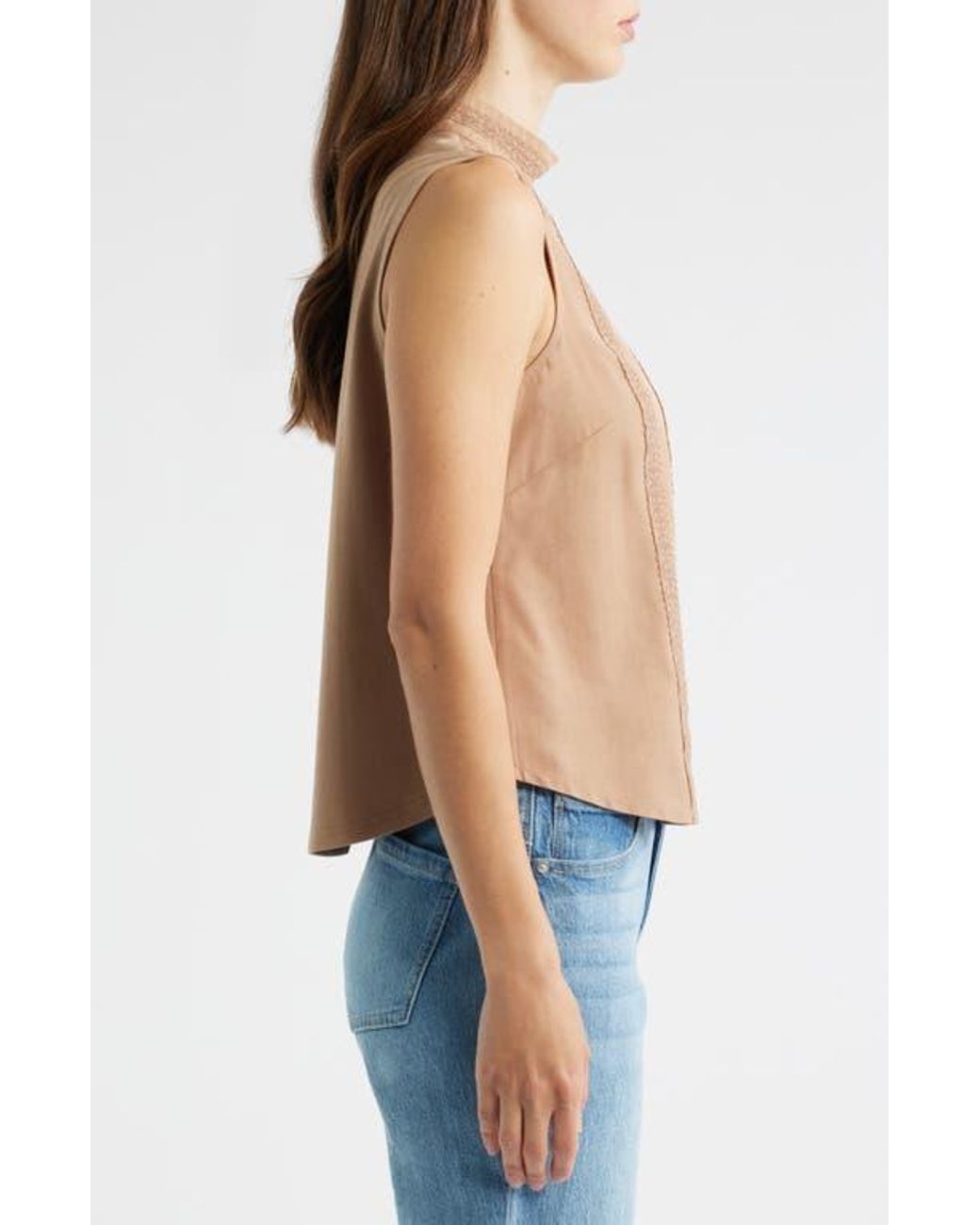 Wit & Wisdom Blue Sleeveless Mock Neck Shell