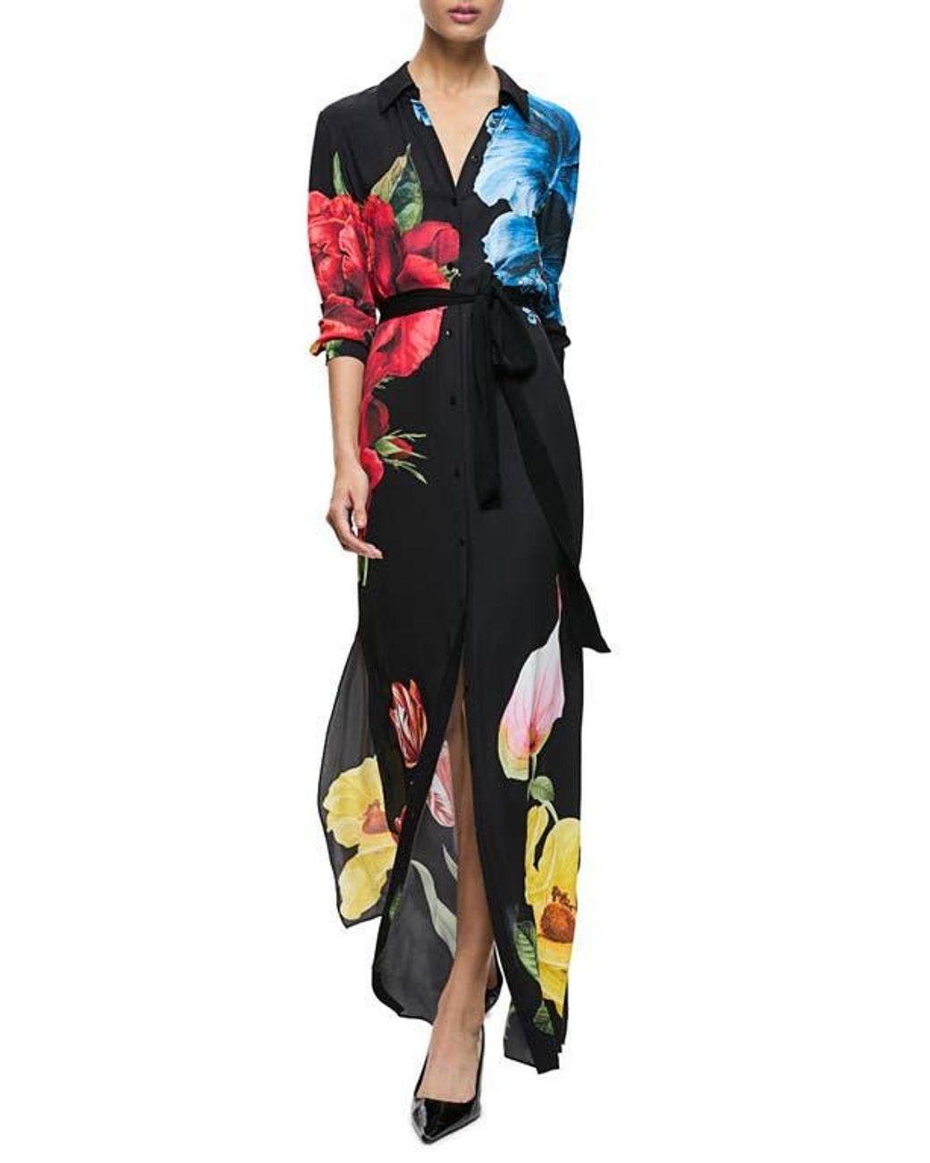 Alice + Olivia Le Parisien Chassidy Maxi Shirtdress in Black