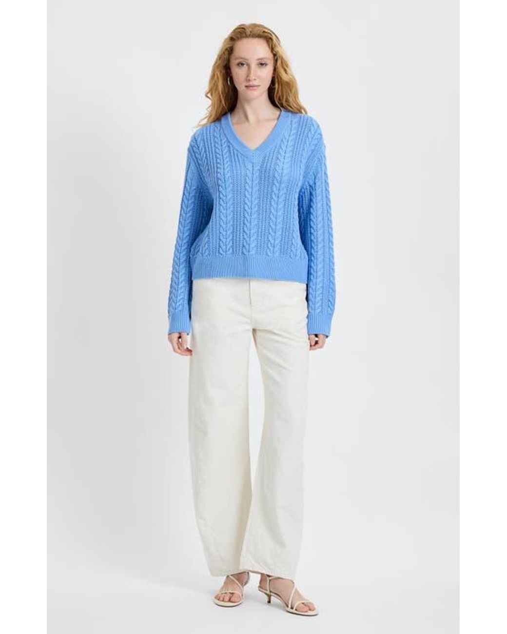 French Connection Blue Ryland Cable Sweater
