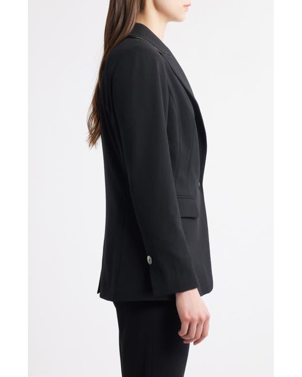 Ming Wang Black X Tanya Foster Deco Crepe One-Button Blazer