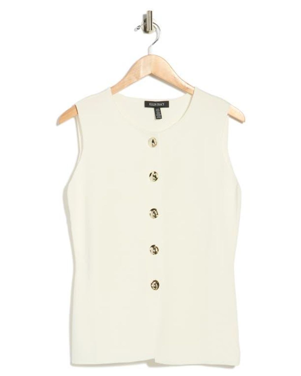 Ellen Tracy Natural Button Front Sweater Vest