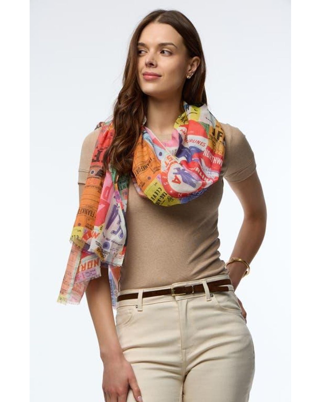 Saachi White Spring Print Scarf