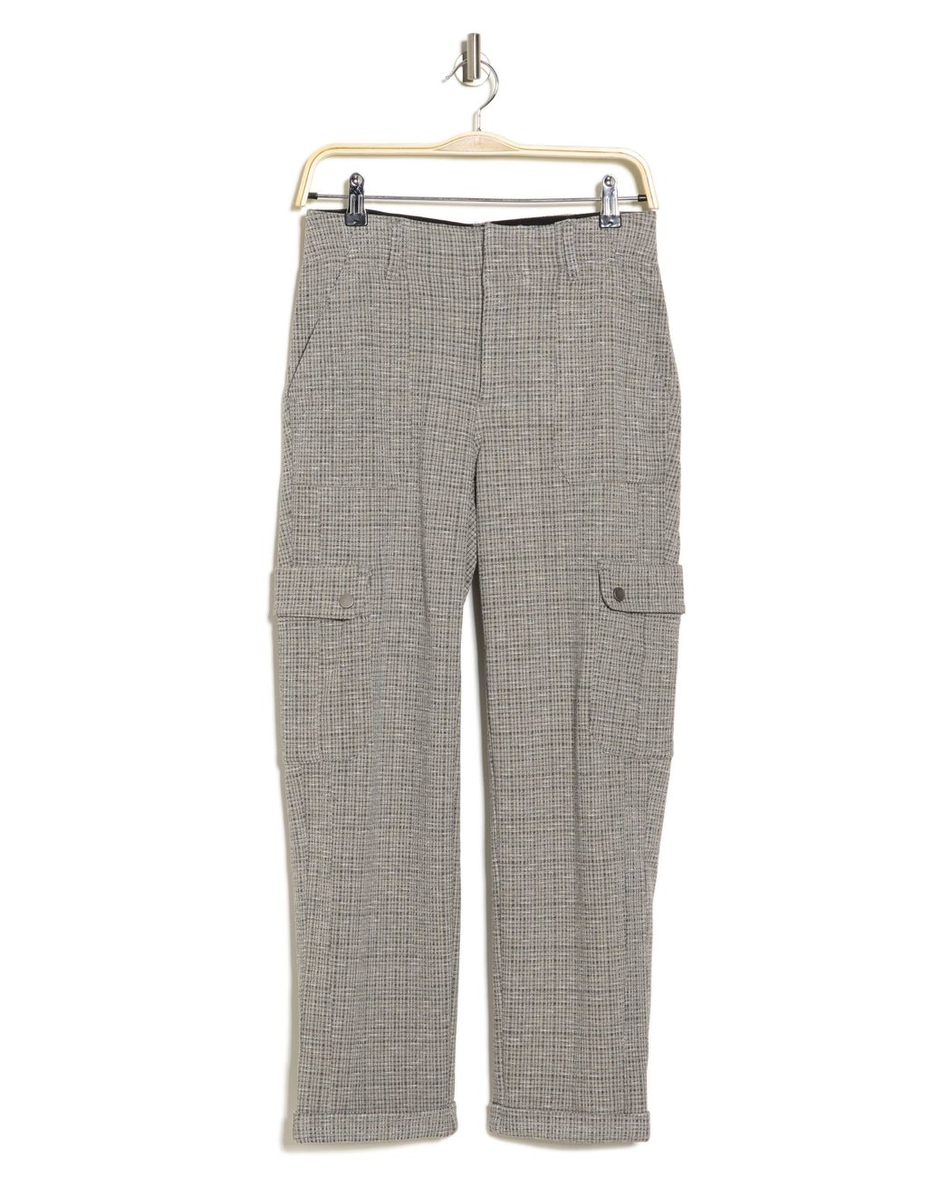 Democracy Ab Tech Plaid High Waist Cuffed Cargo Pants in Gray Lyst