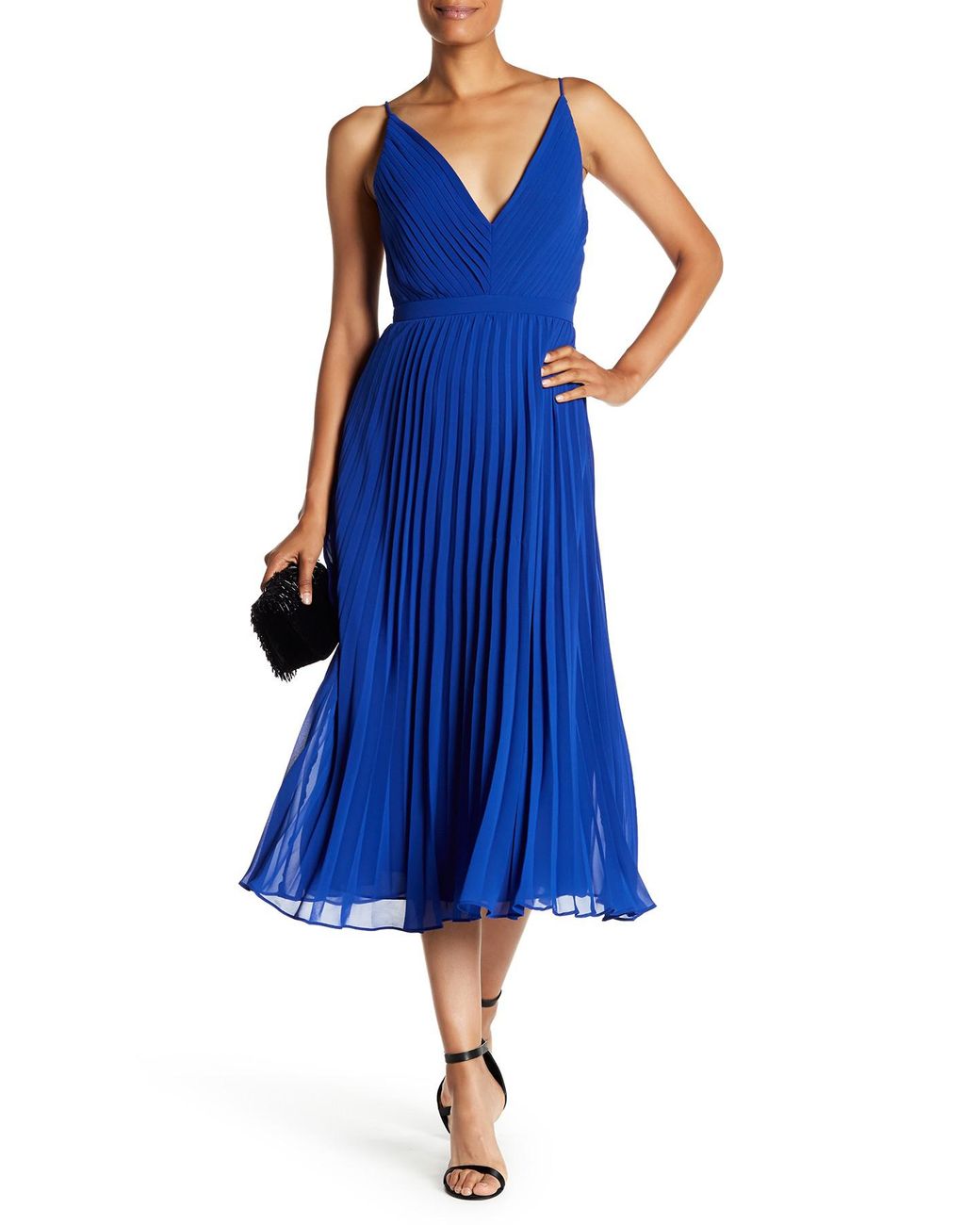 Laundry by Shelli Segal Accordion Pleated Chiffon Midi Dress in Blue Lyst