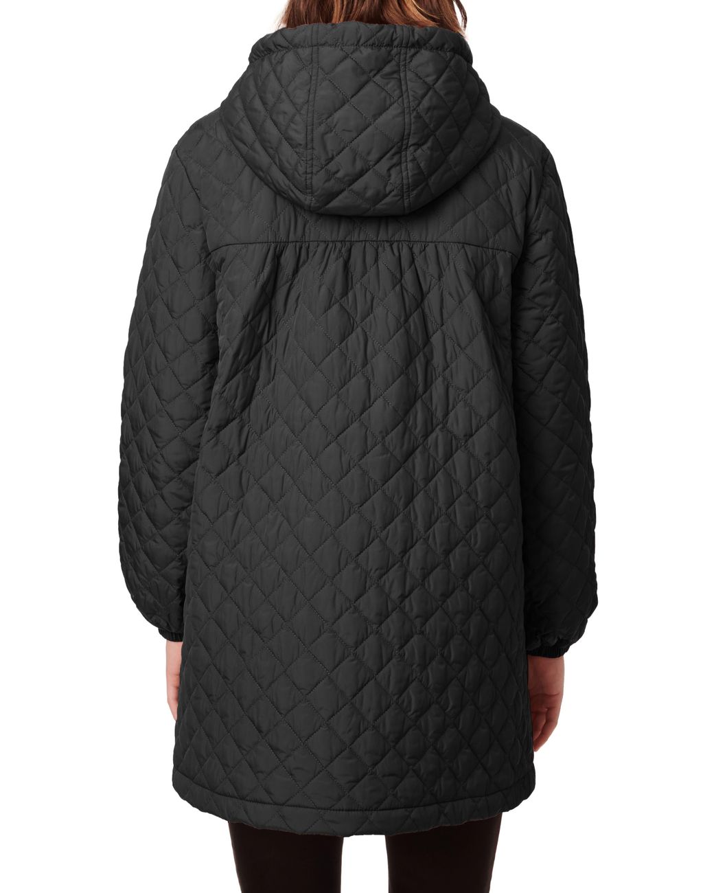 Bernardo Hooded Quilted Swing Coat in Black Lyst