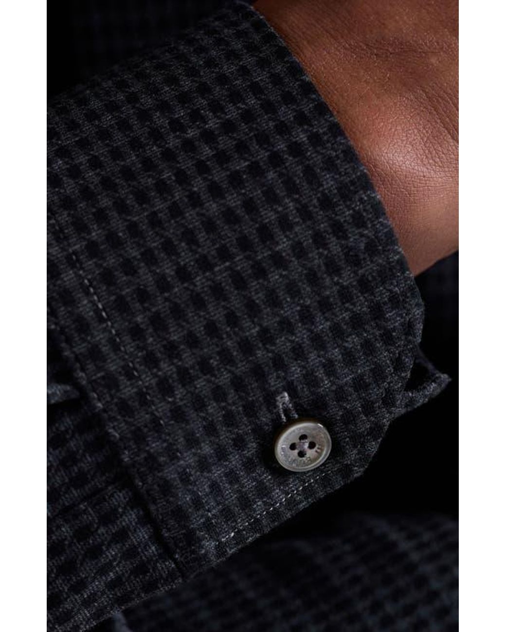Bugatchi Black Knit Button-Up Shirt for men