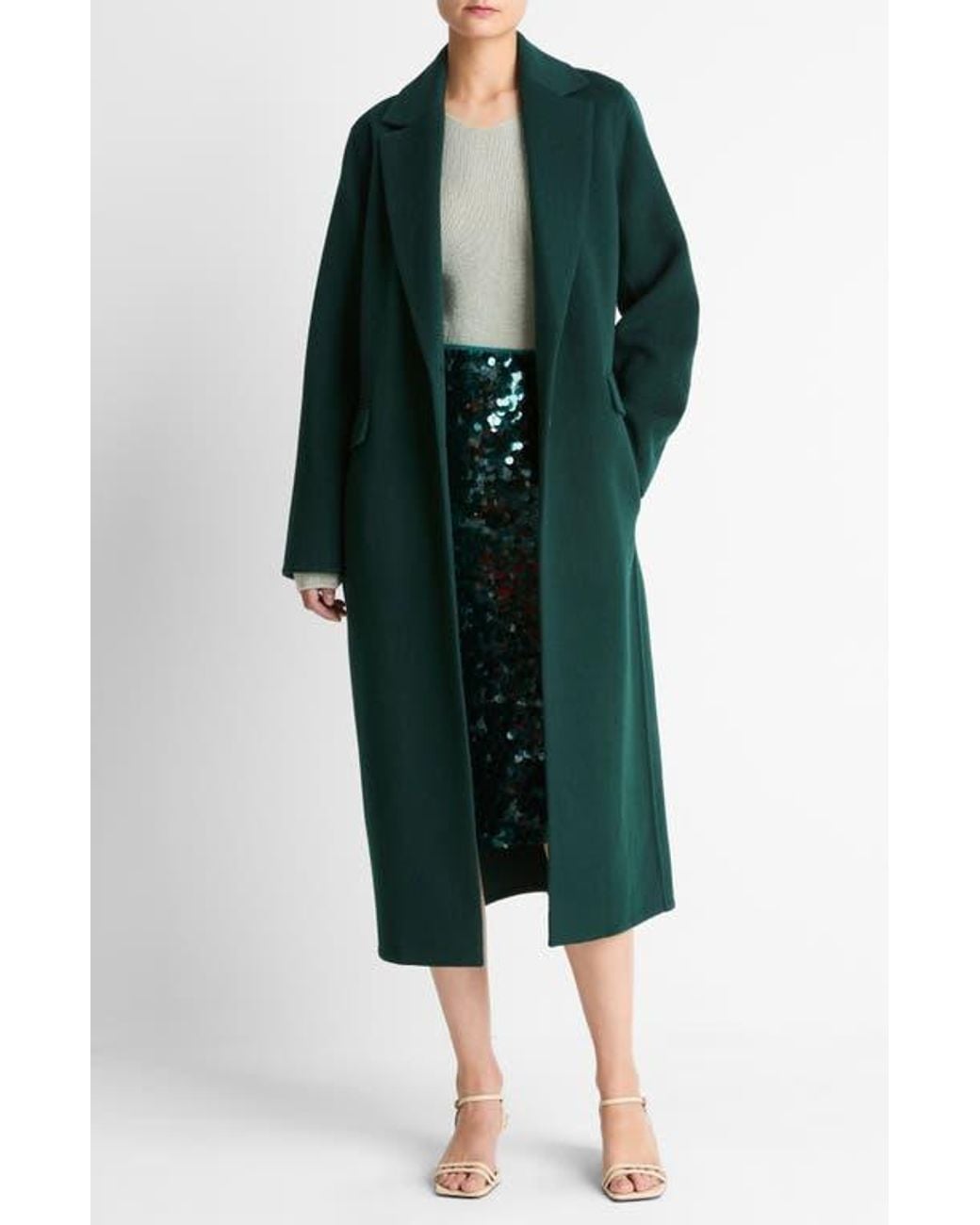 Vince Green Wool-Blend Single-Breasted Coat