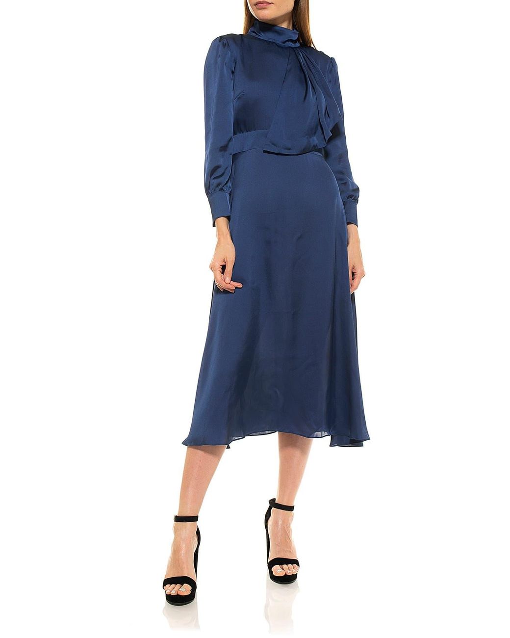 Alexia admor mock neck satin midi dress Clearance