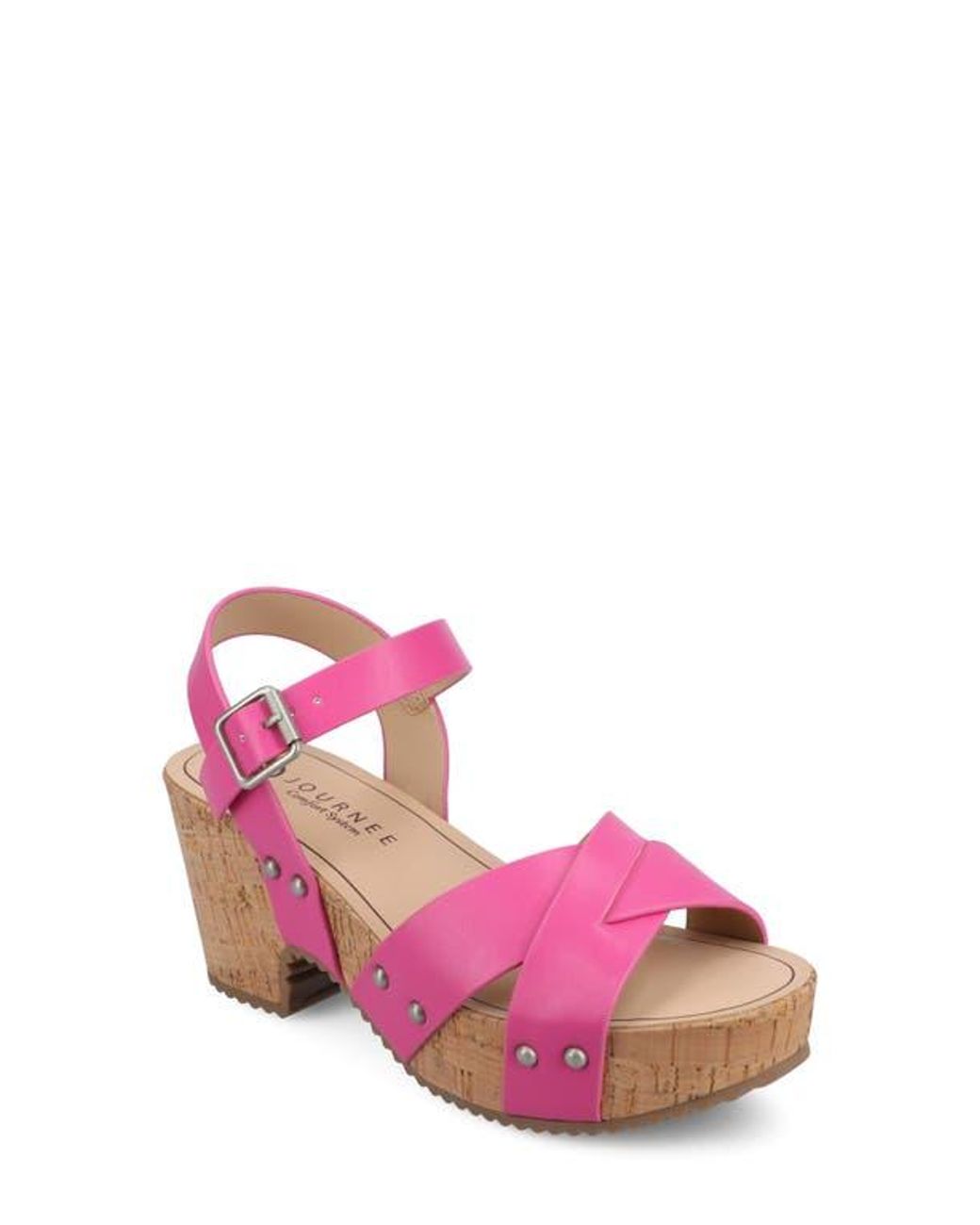 Journee Collection Platform Sandal in Pink | Lyst