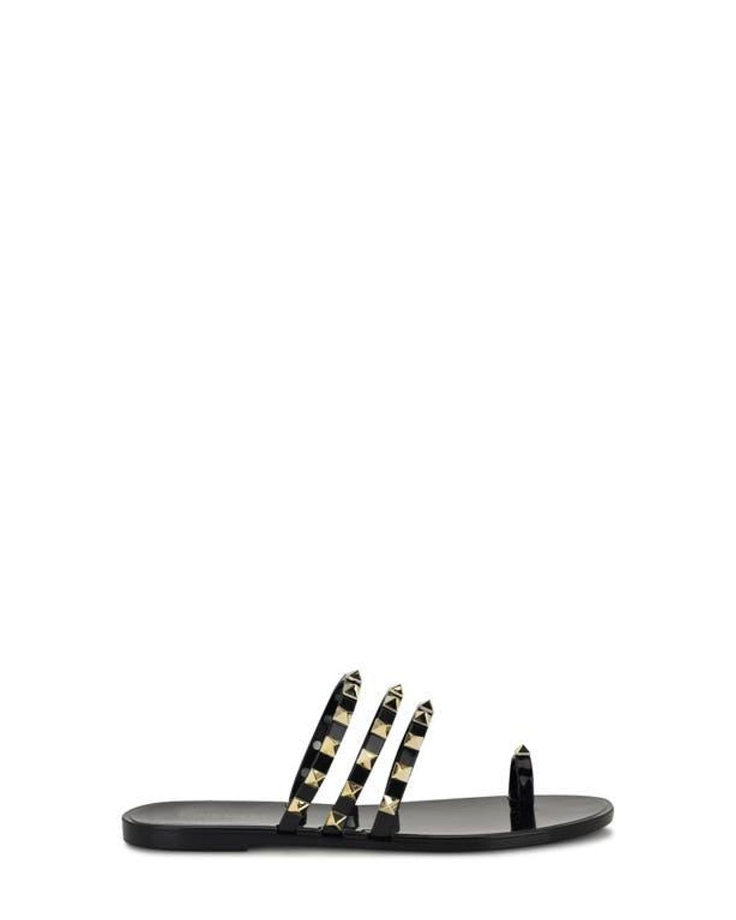 Nine West Black Centy Studded Toe Loop Sandal
